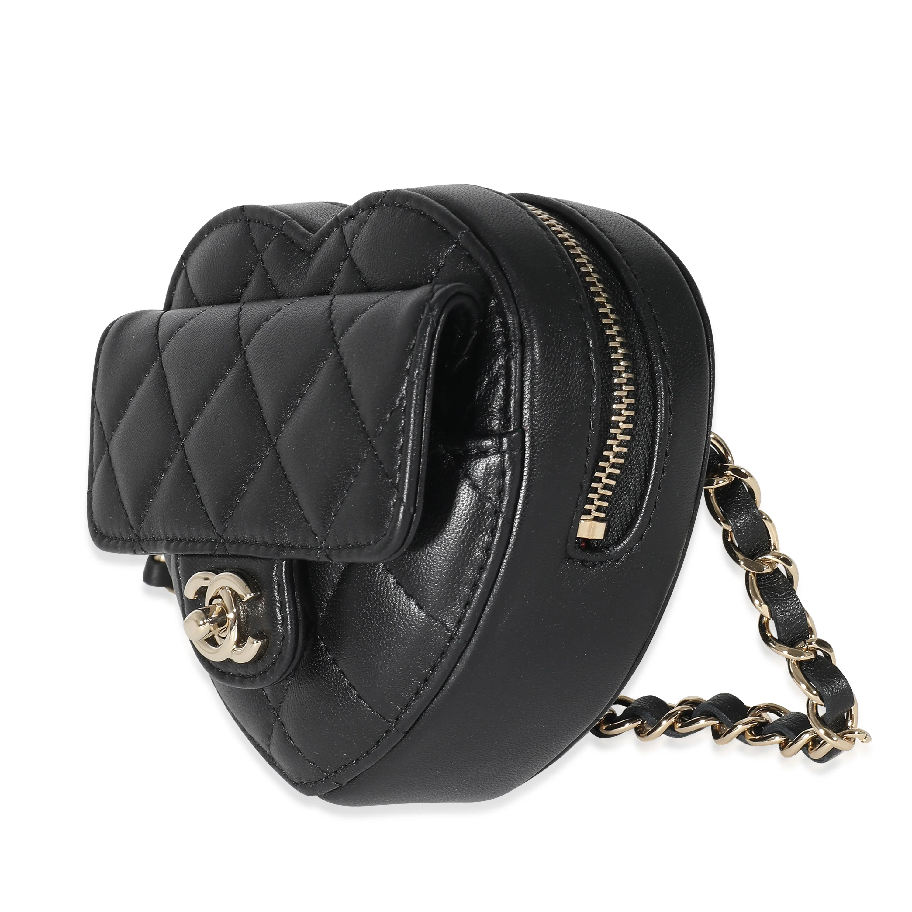 Chanel Black Quilted Lambskin Mini CC In Love Heart Bag - Image 2