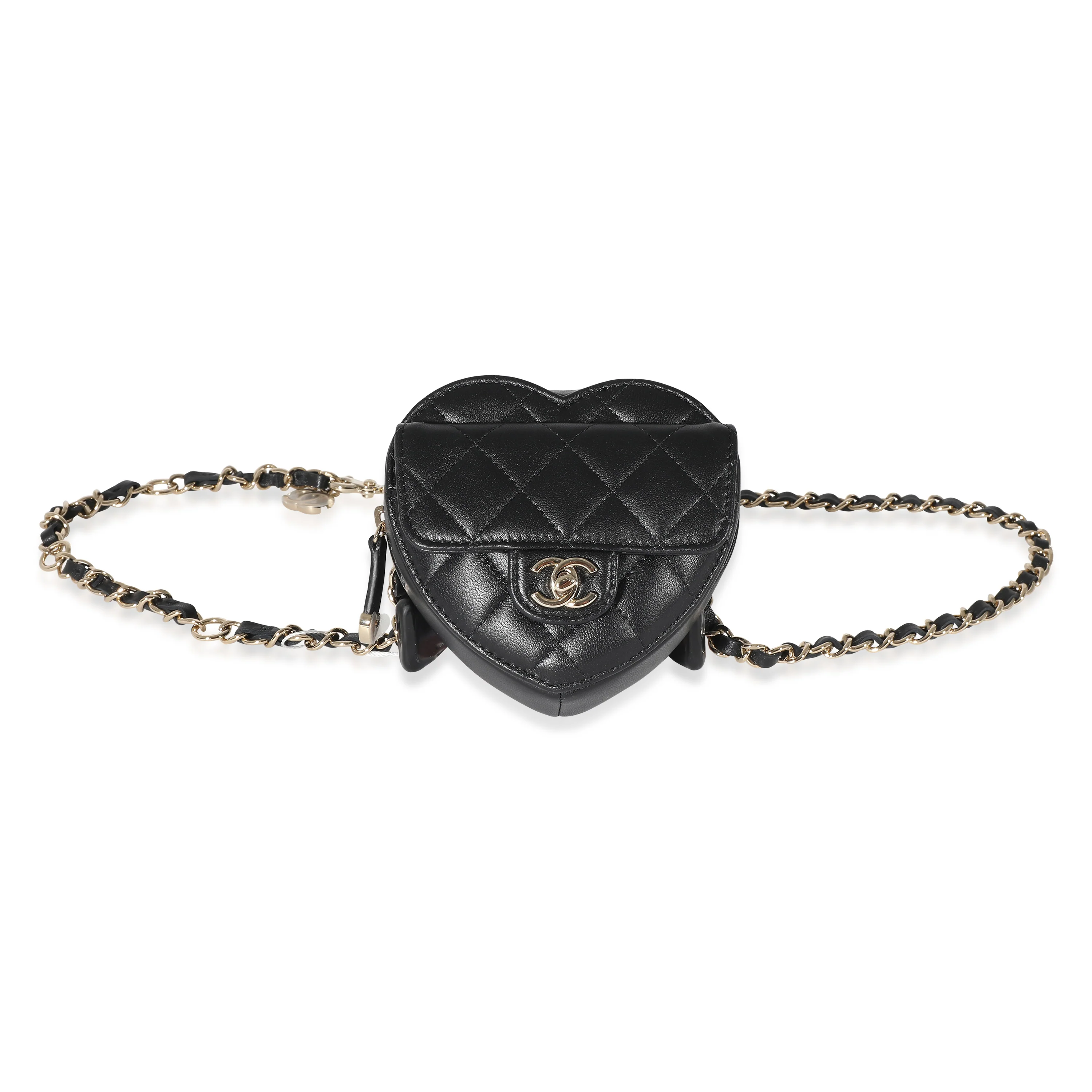 Chanel Black Quilted Lambskin Mini CC In Love Heart Bag - Image 4