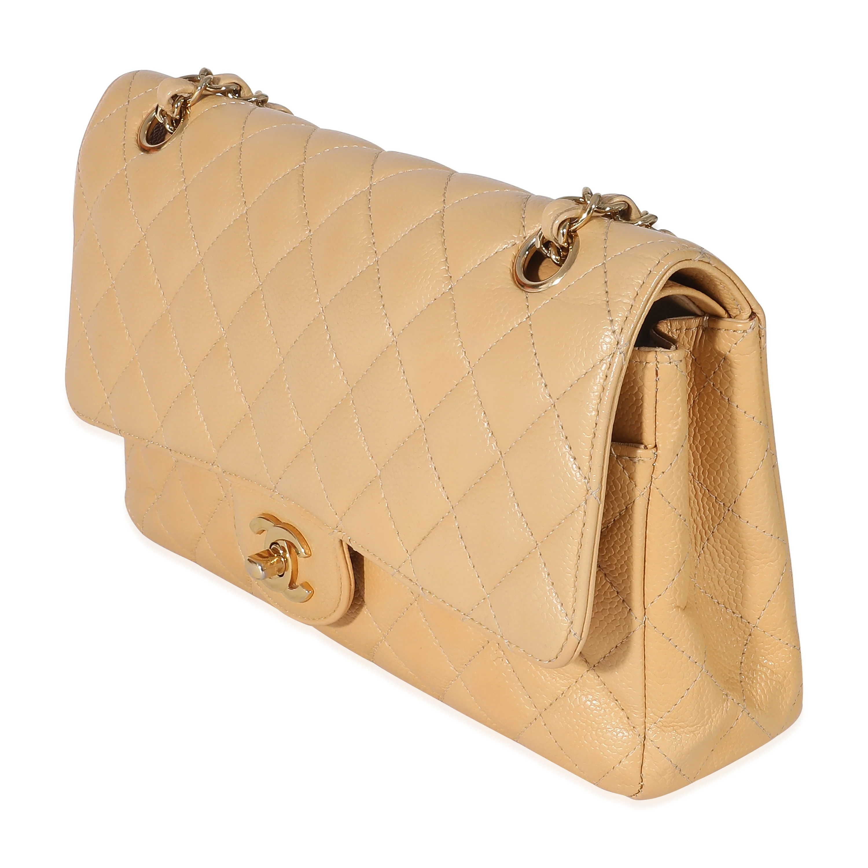 Chanel Beige Quilted Caviar Medium Classic Double Flap Bag - Image 2