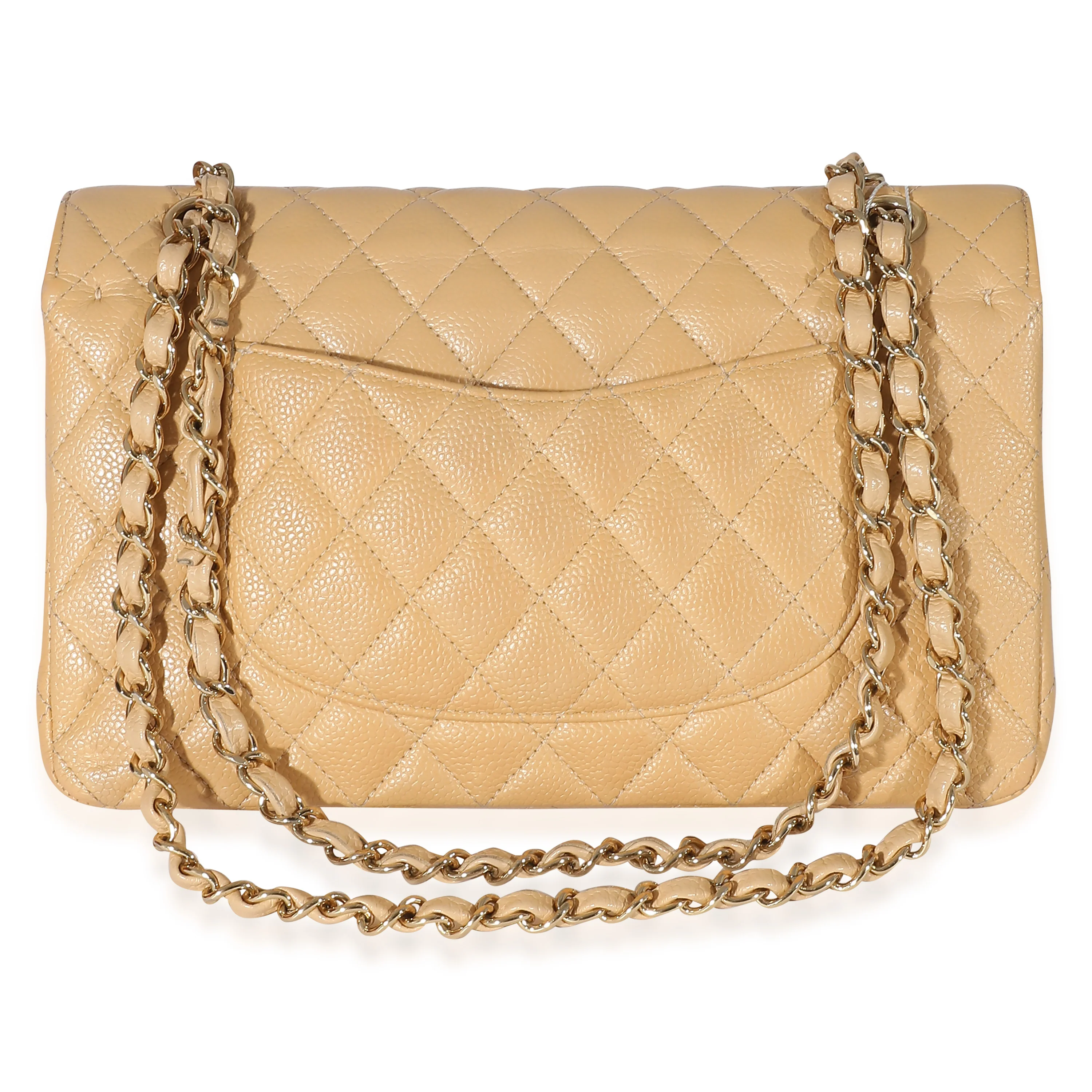 Chanel Beige Quilted Caviar Medium Classic Double Flap Bag - Image 3