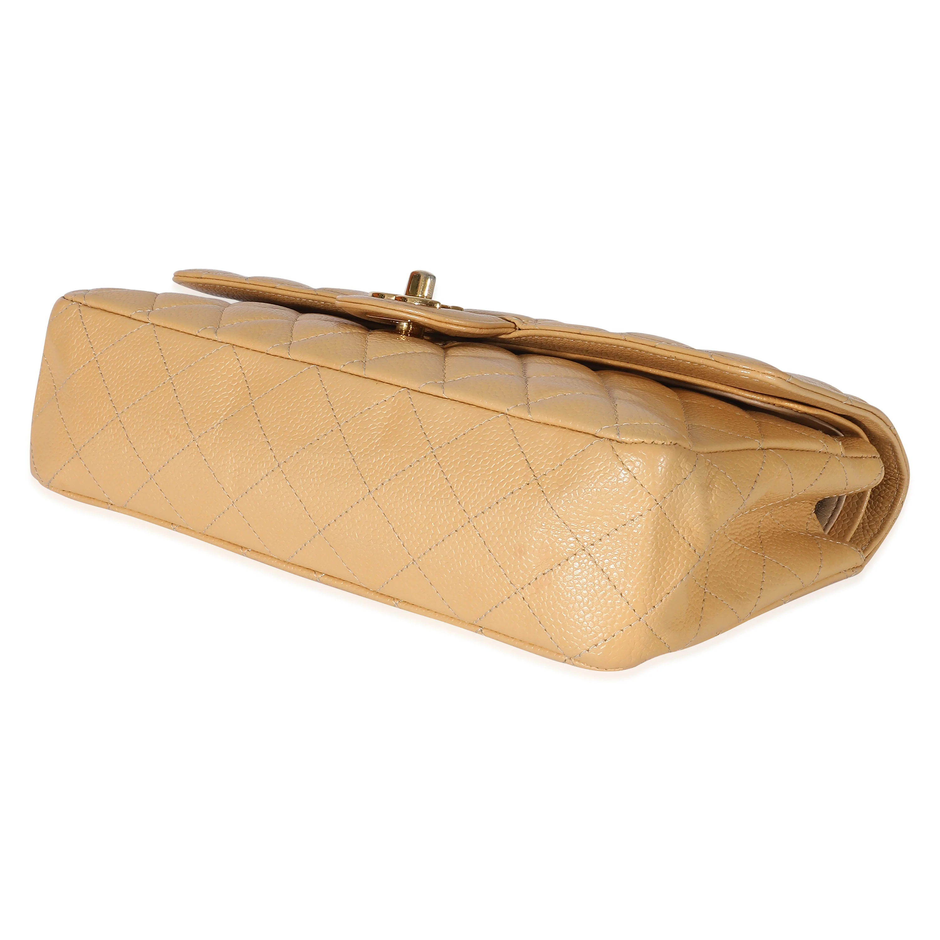 Chanel Beige Quilted Caviar Medium Classic Double Flap Bag - Image 7