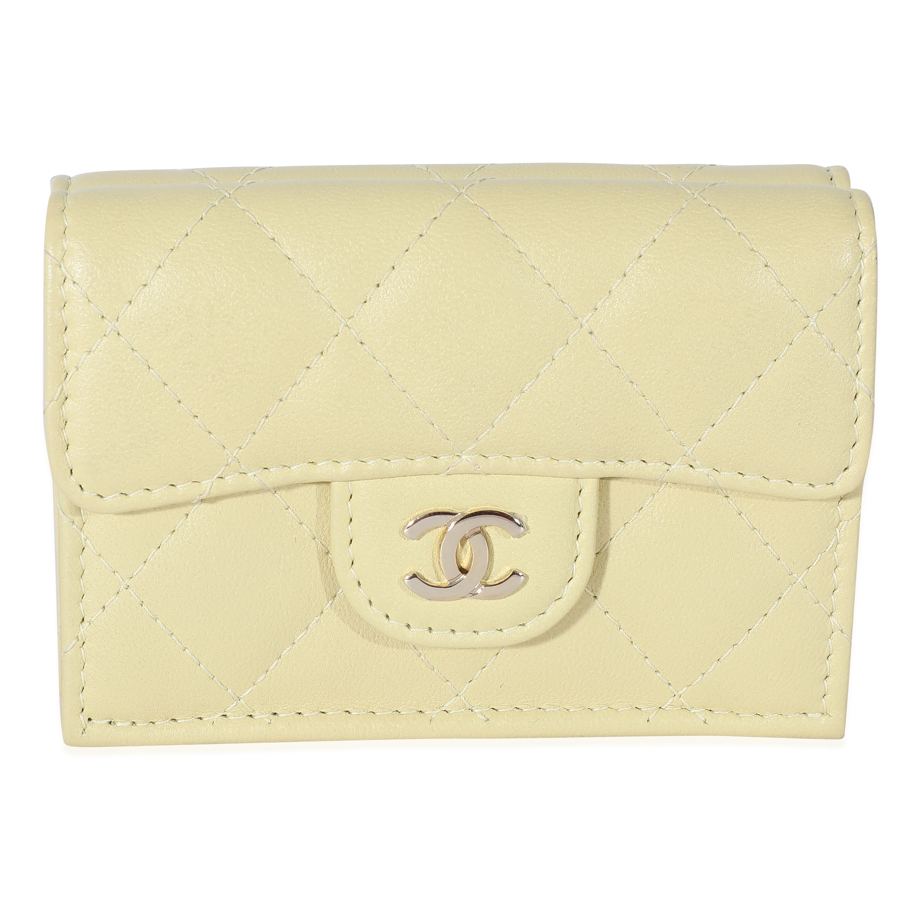 Chanel Yellow Quilted Lambskin Small Flap Wallet