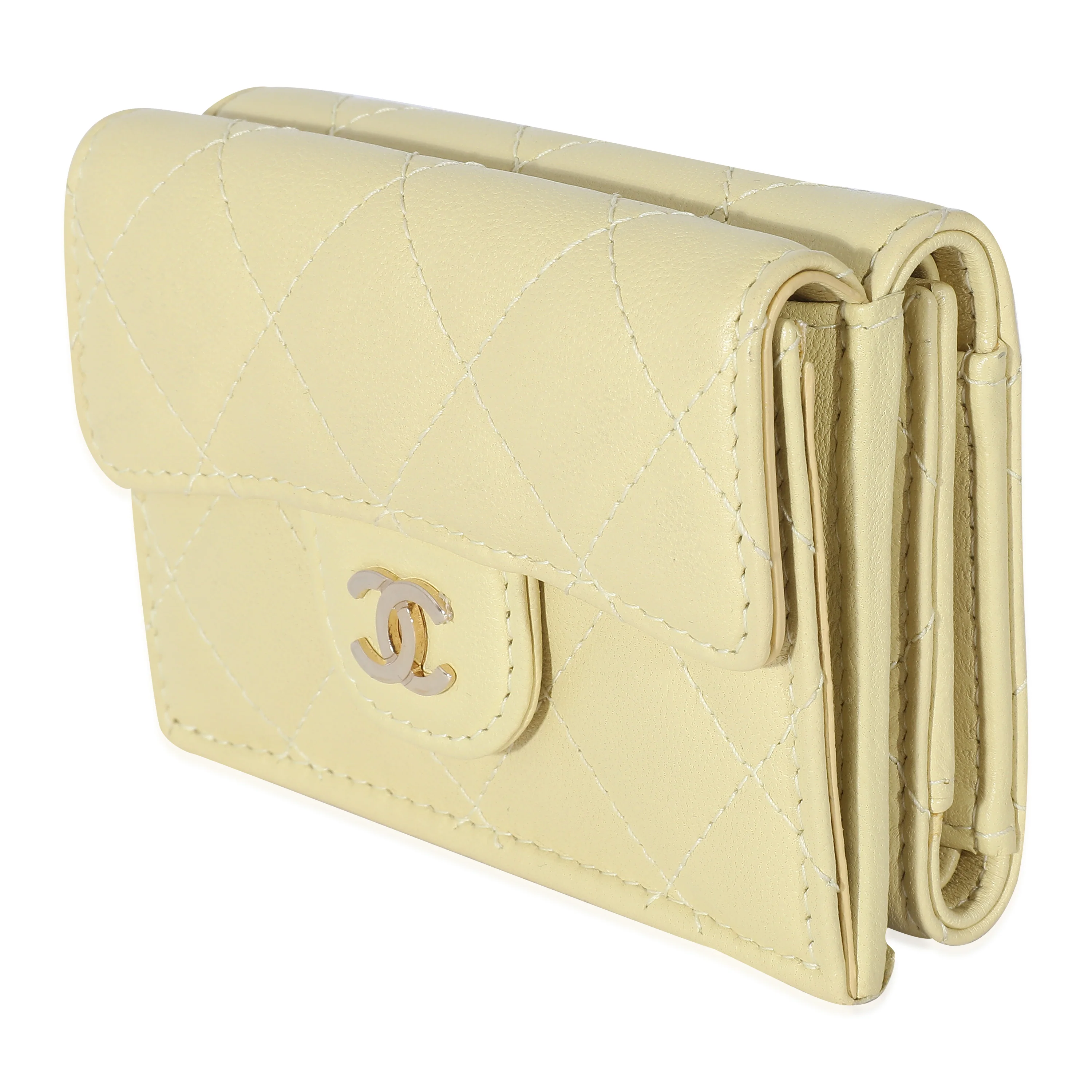 Chanel Yellow Quilted Lambskin Small Flap Wallet - Image 2