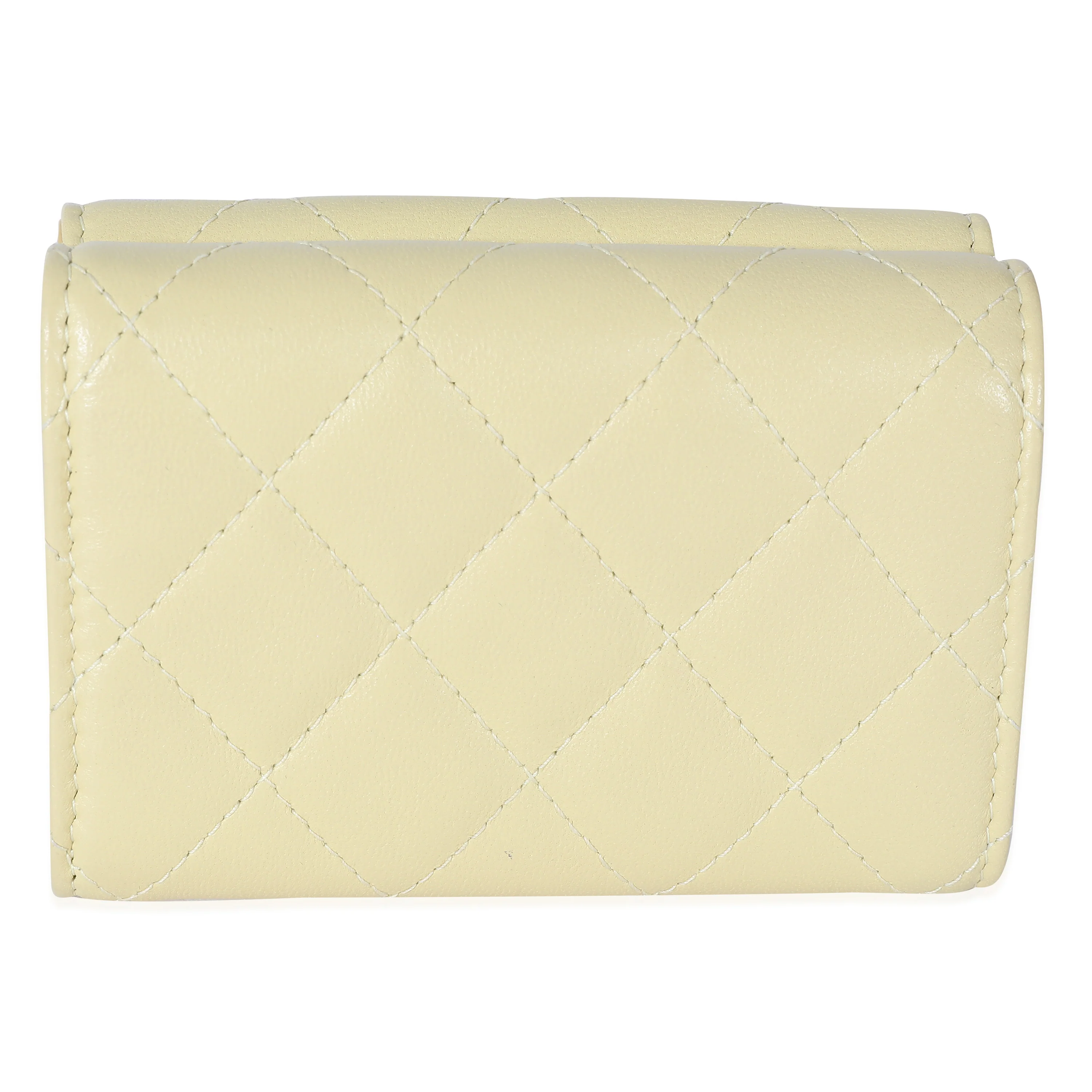 Chanel Yellow Quilted Lambskin Small Flap Wallet - Image 3