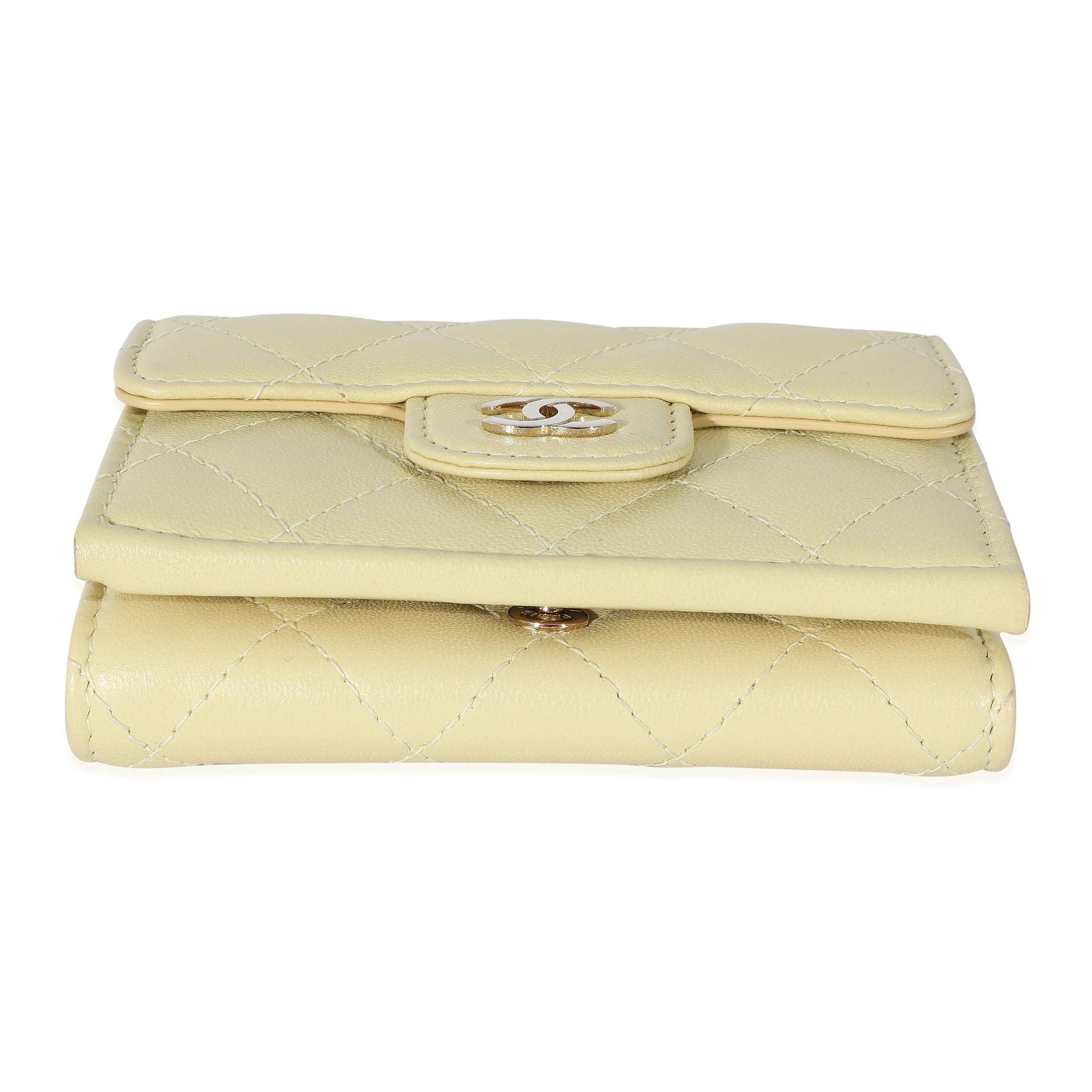 Chanel Yellow Quilted Lambskin Small Flap Wallet - Image 5