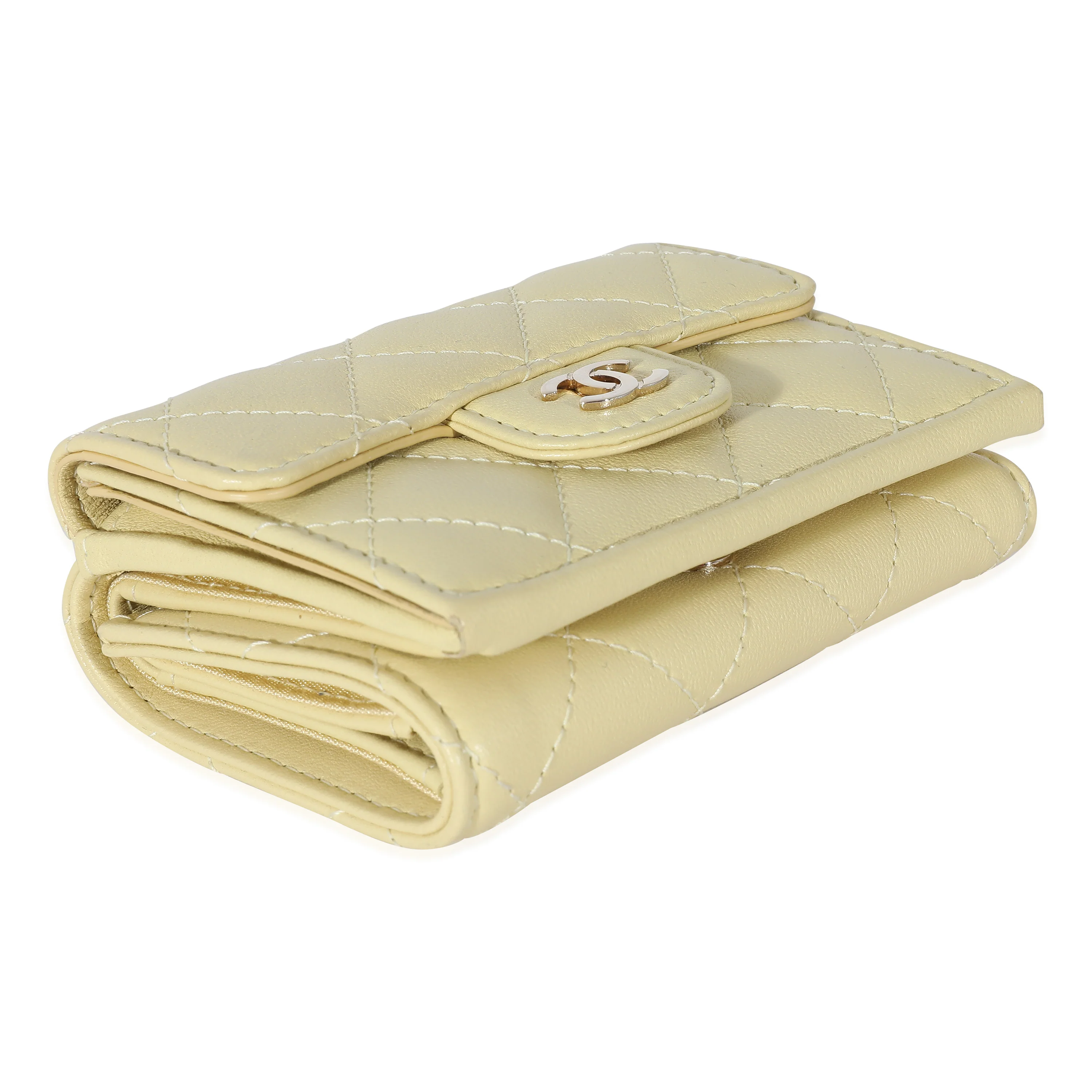 Chanel Yellow Quilted Lambskin Small Flap Wallet - Image 6