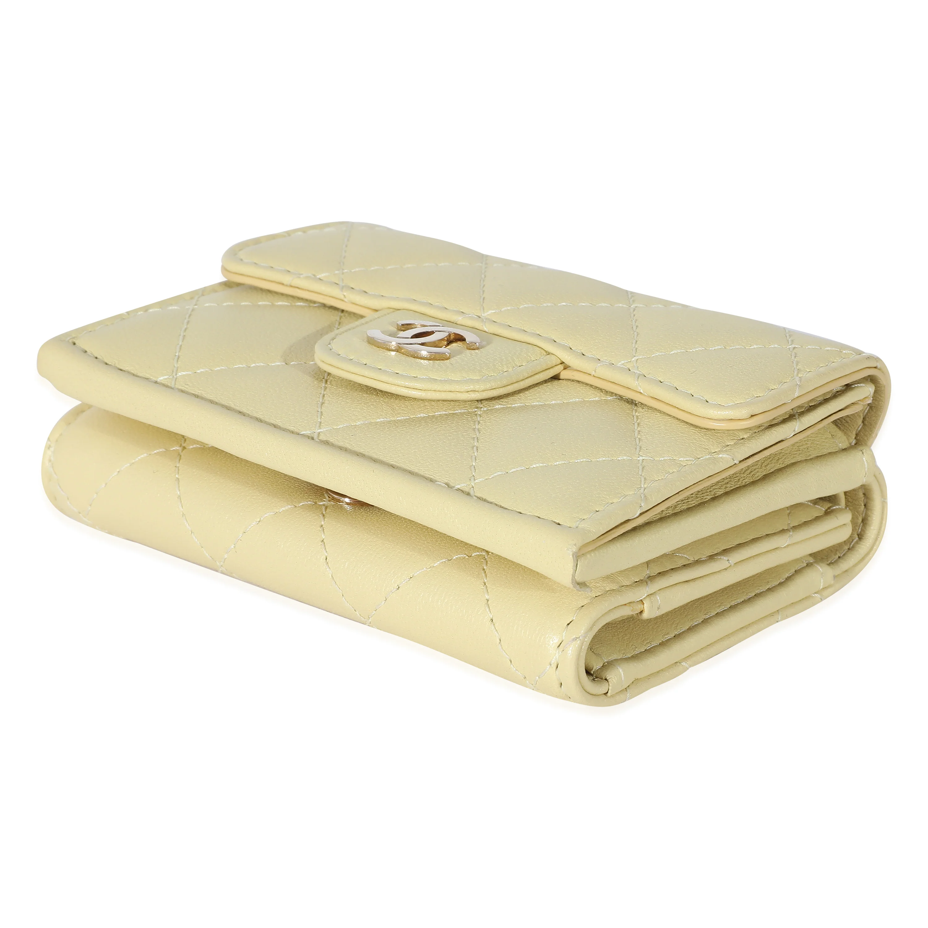 Chanel Yellow Quilted Lambskin Small Flap Wallet - Image 7