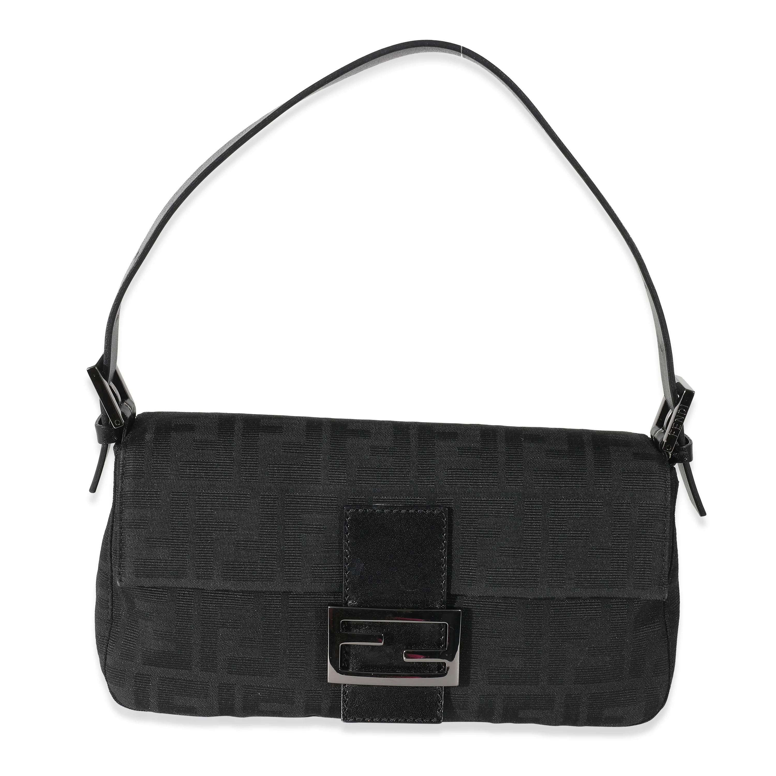 Fendi Black Zucca Canvas Baguette