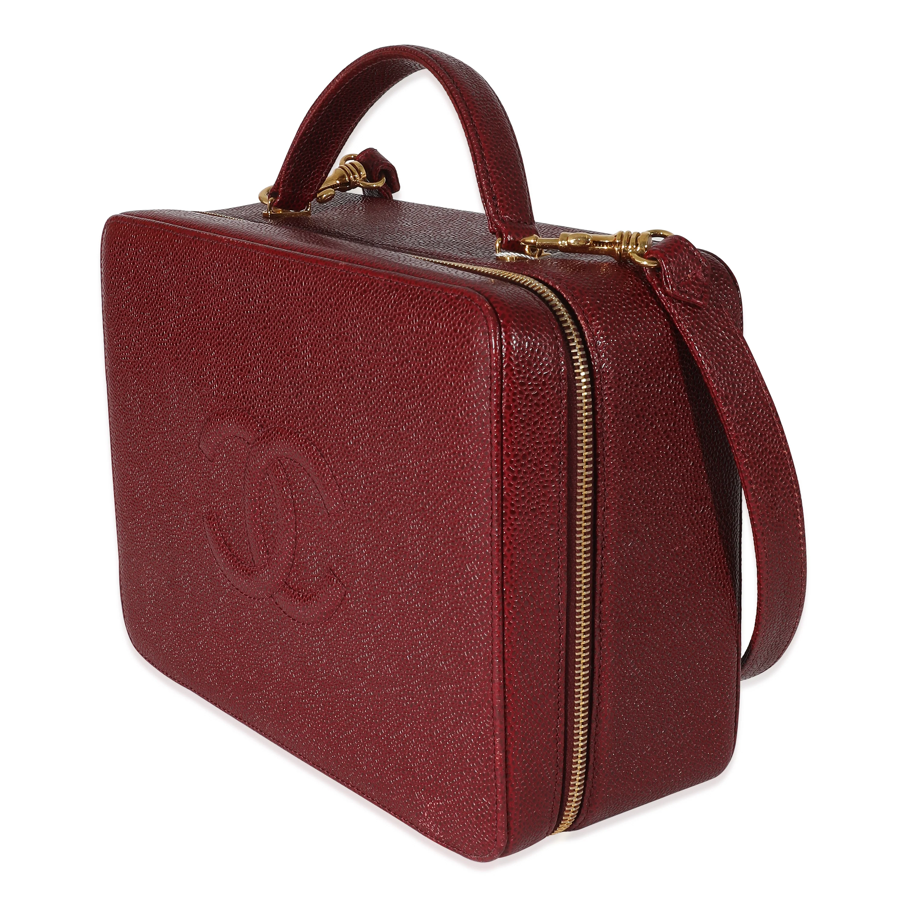 Chanel Vintage Burgundy Caviar CC Top Handle Vanity Case - Image 2