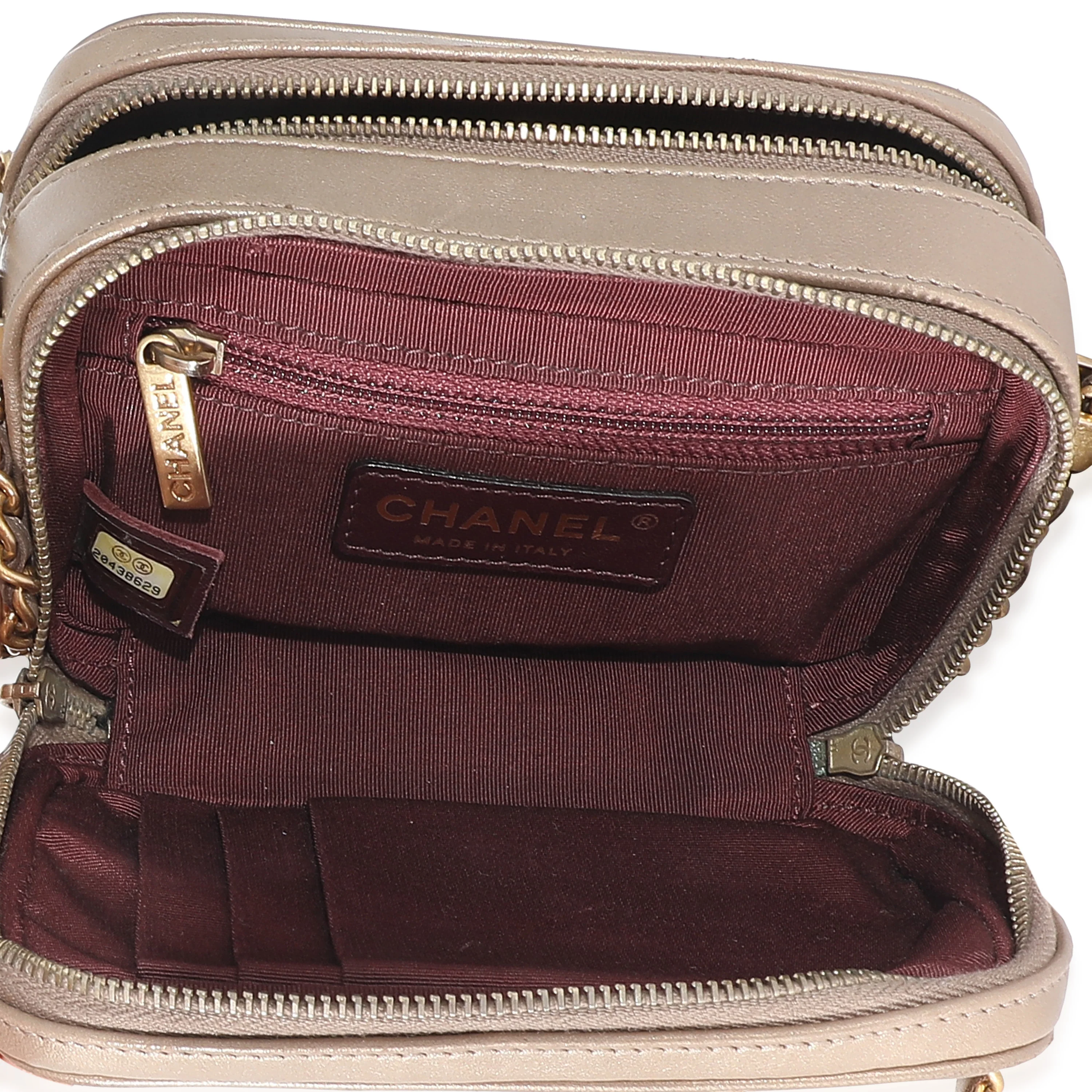 Chanel Gold Metallic Lambskin Coco Boy Camera Case - Image 8