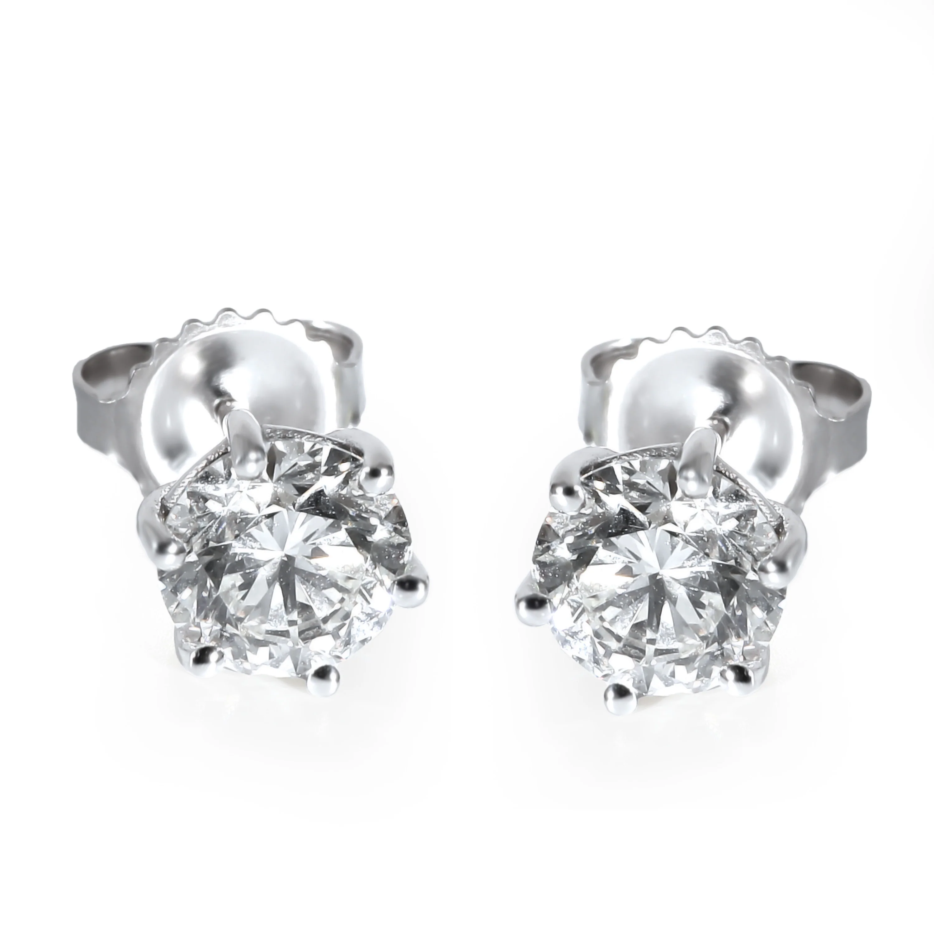 Round Cut Diamond Stud Earring in 18K White Gold 2.01 CTW