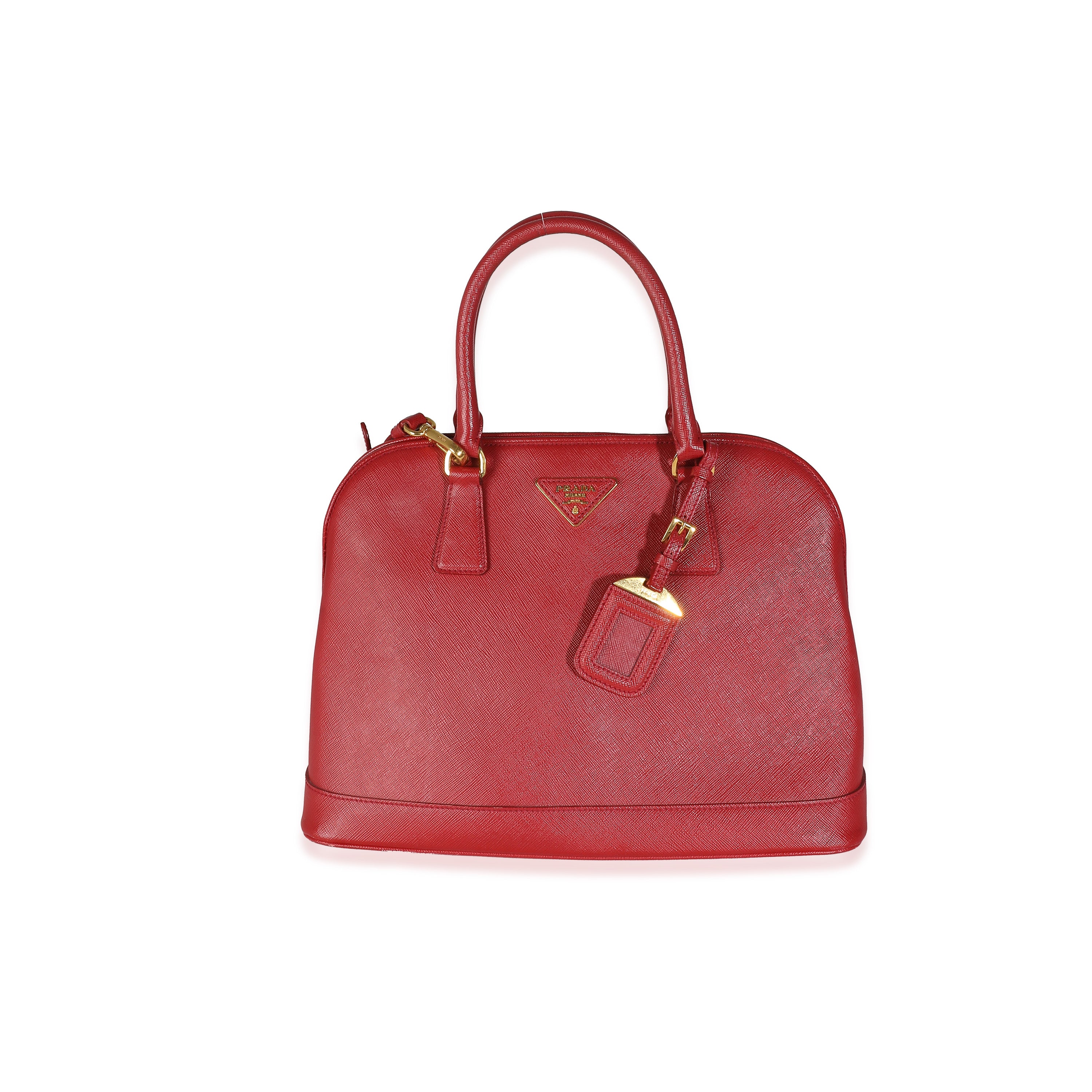 Prada Red Saffiano Lux Medium Open Promenade Bag