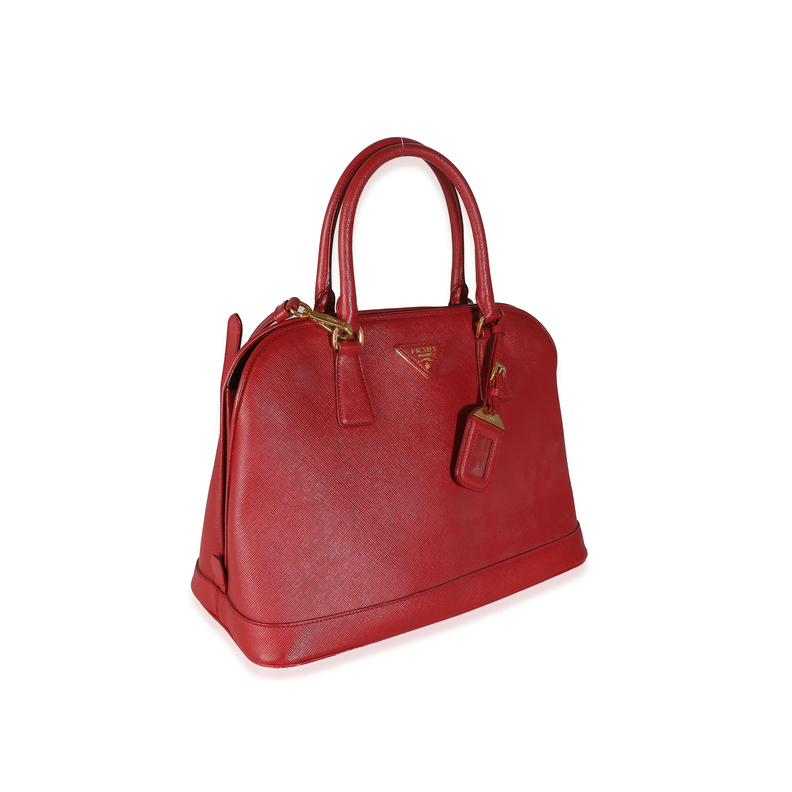 Prada Red Saffiano Lux Medium Open Promenade Bag - Image 3