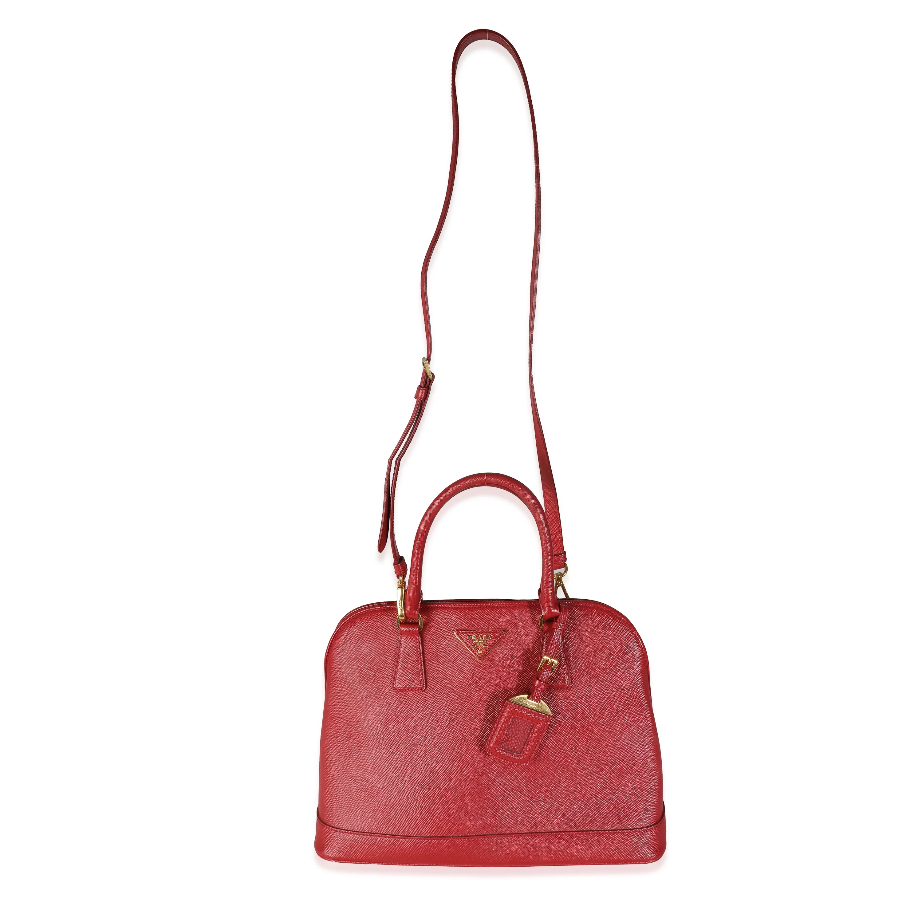 Prada Red Saffiano Lux Medium Open Promenade Bag - Image 8