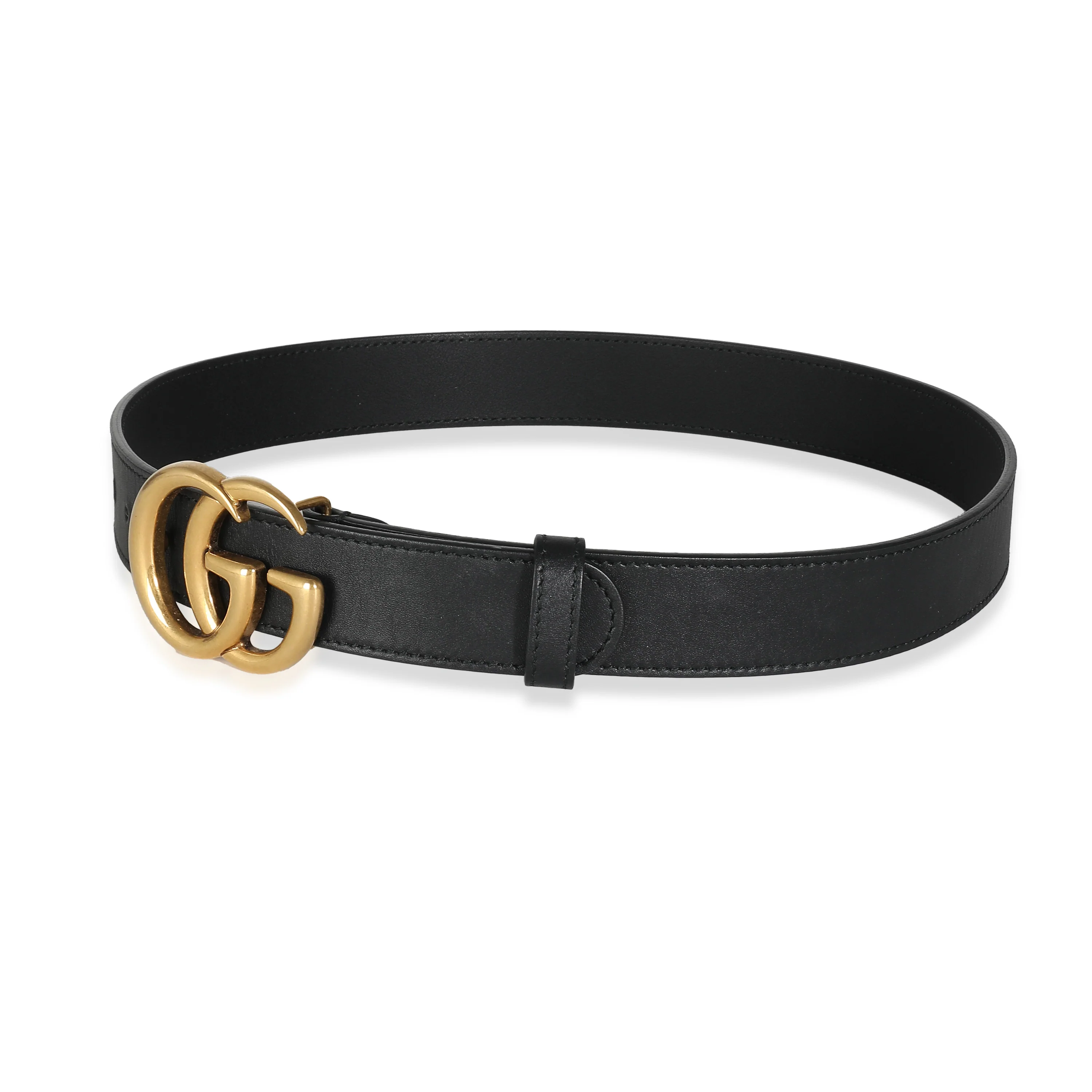 Black Leather Double G Belt 70/28 - Image 2