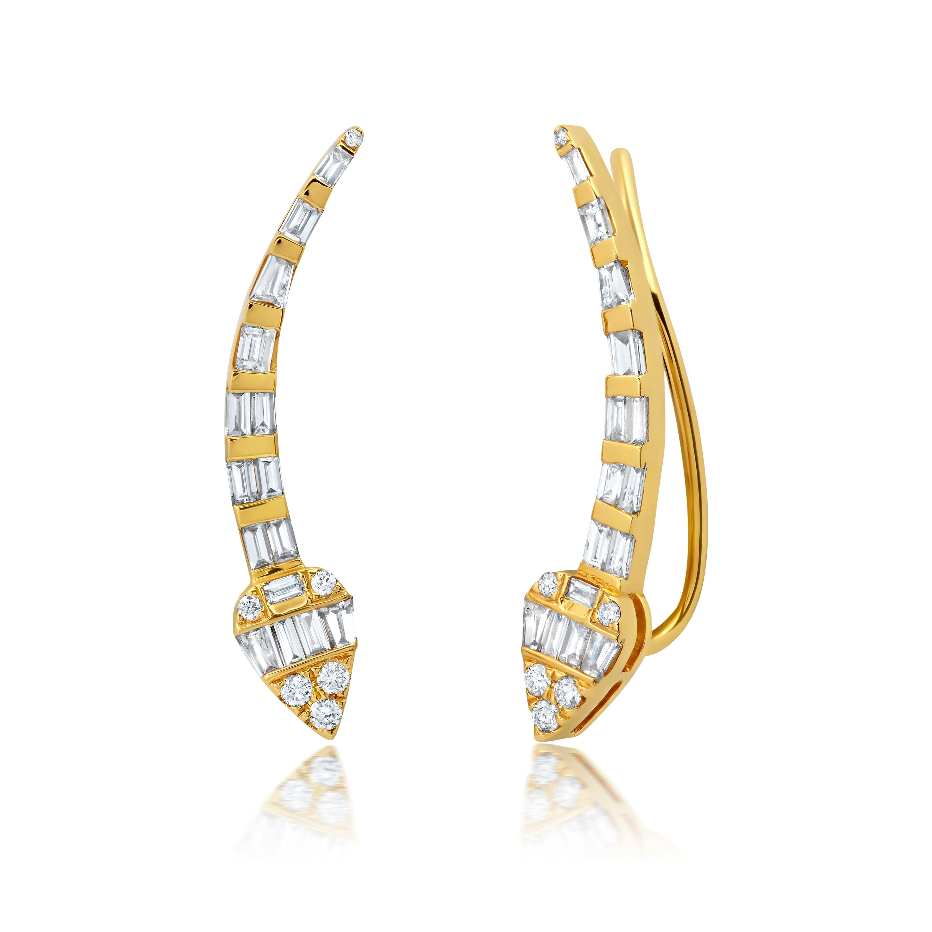 Snake Ear Climbers in 18k Yellow Gold 0.75 CTW