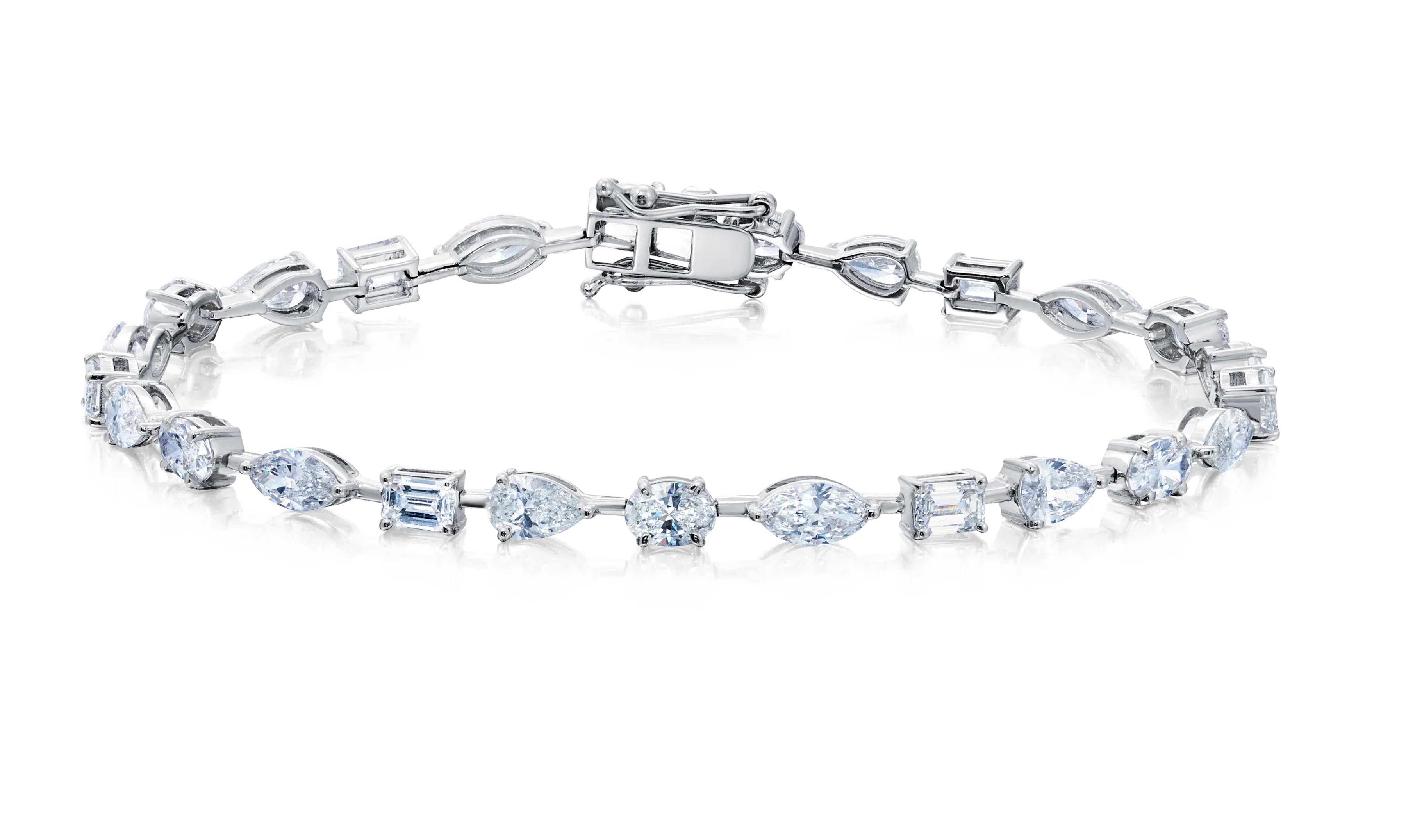 Graziela Multi-Shape Gems Bracelet in 18K White Gold 6.1 CTW