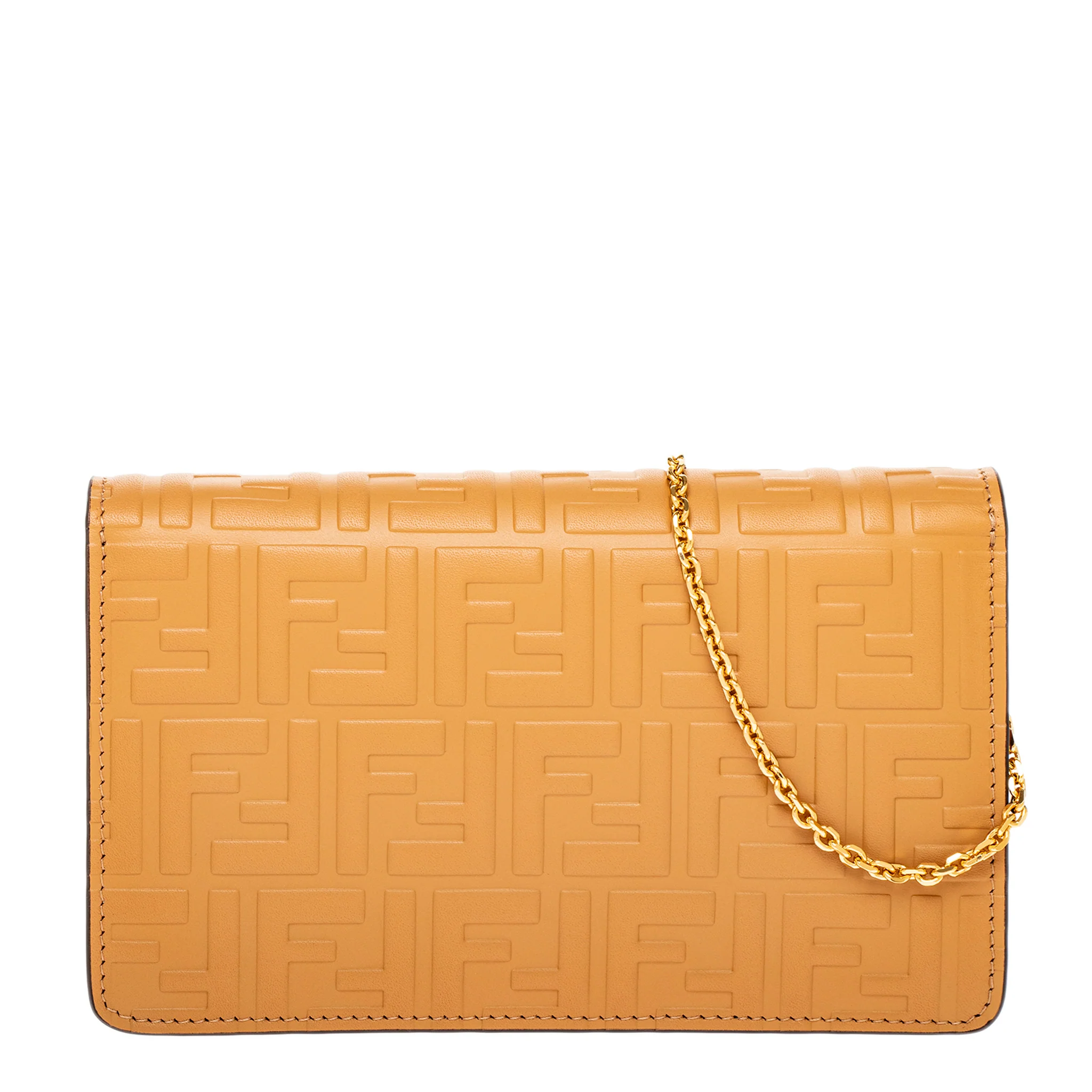 Light Brown Leather FF Diamonds Wallet On Chain - Image 3