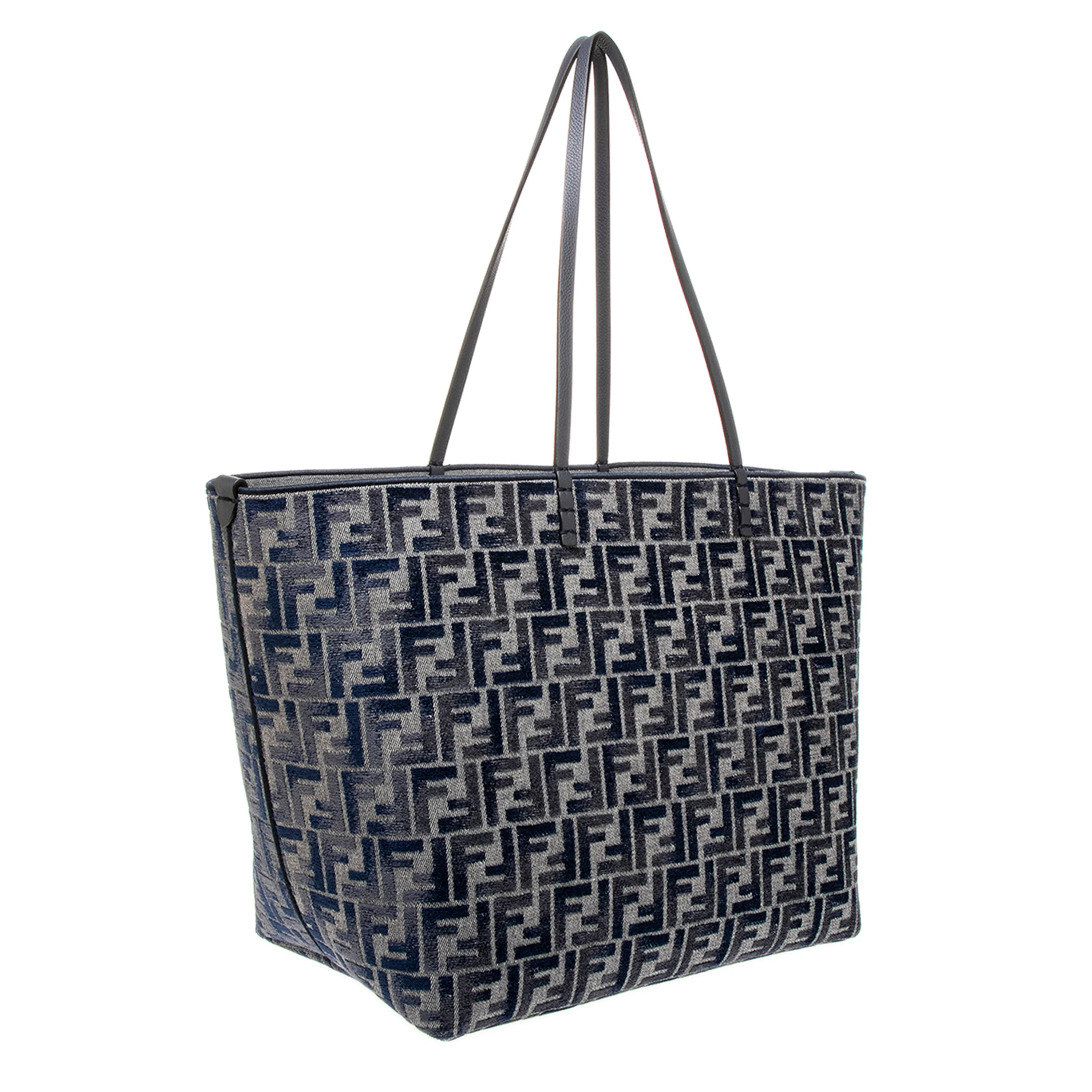 Dark Blue FF Chenille Large Roll Reversible Shopper - Image 2