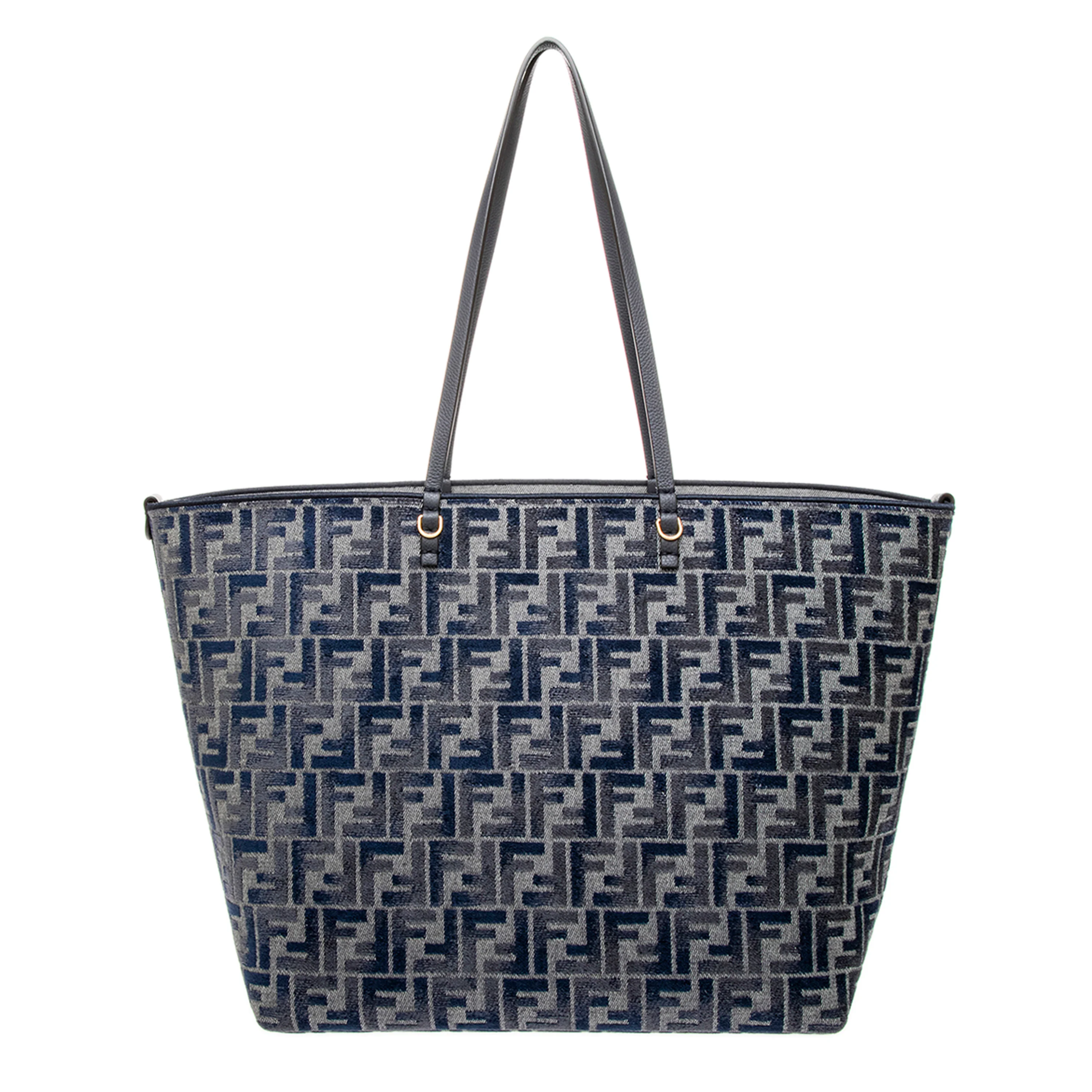 Dark Blue FF Chenille Large Roll Reversible Shopper - Image 3