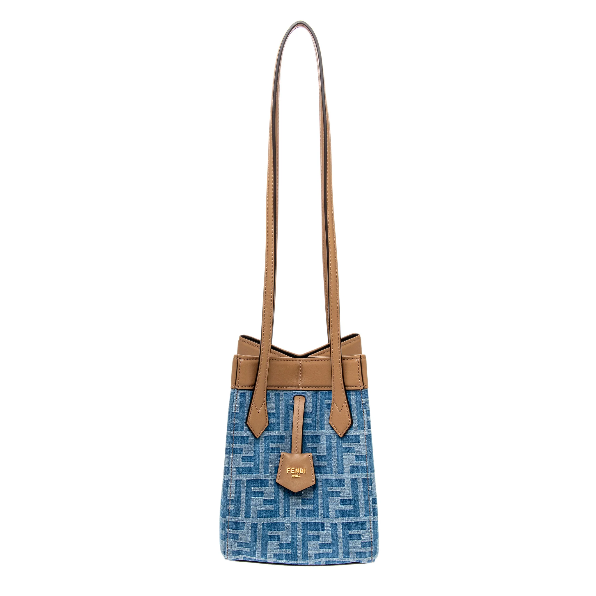 Light Blue FF Denim Fabric Mini Fendi Origami