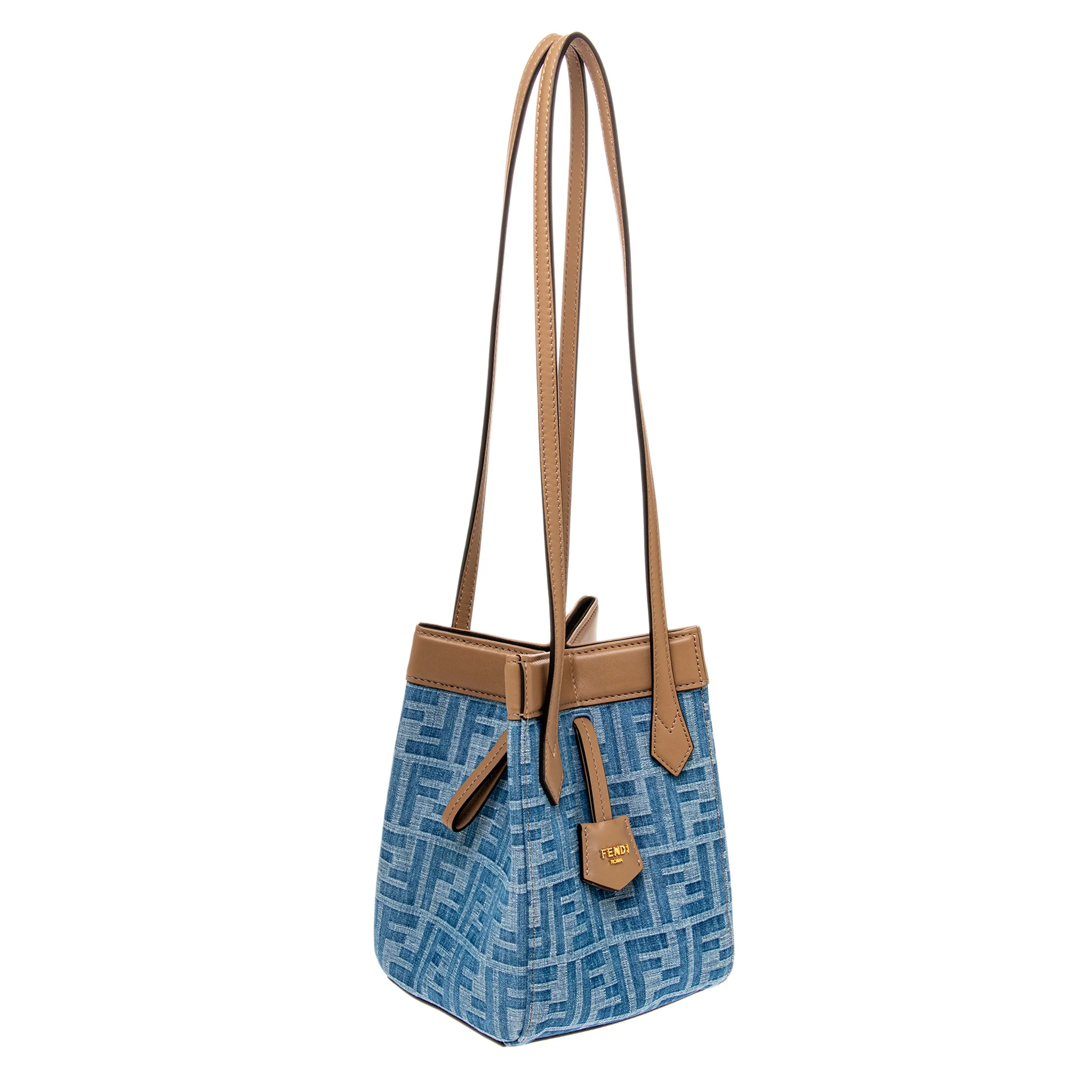 Light Blue FF Denim Fabric Mini Fendi Origami - Image 2