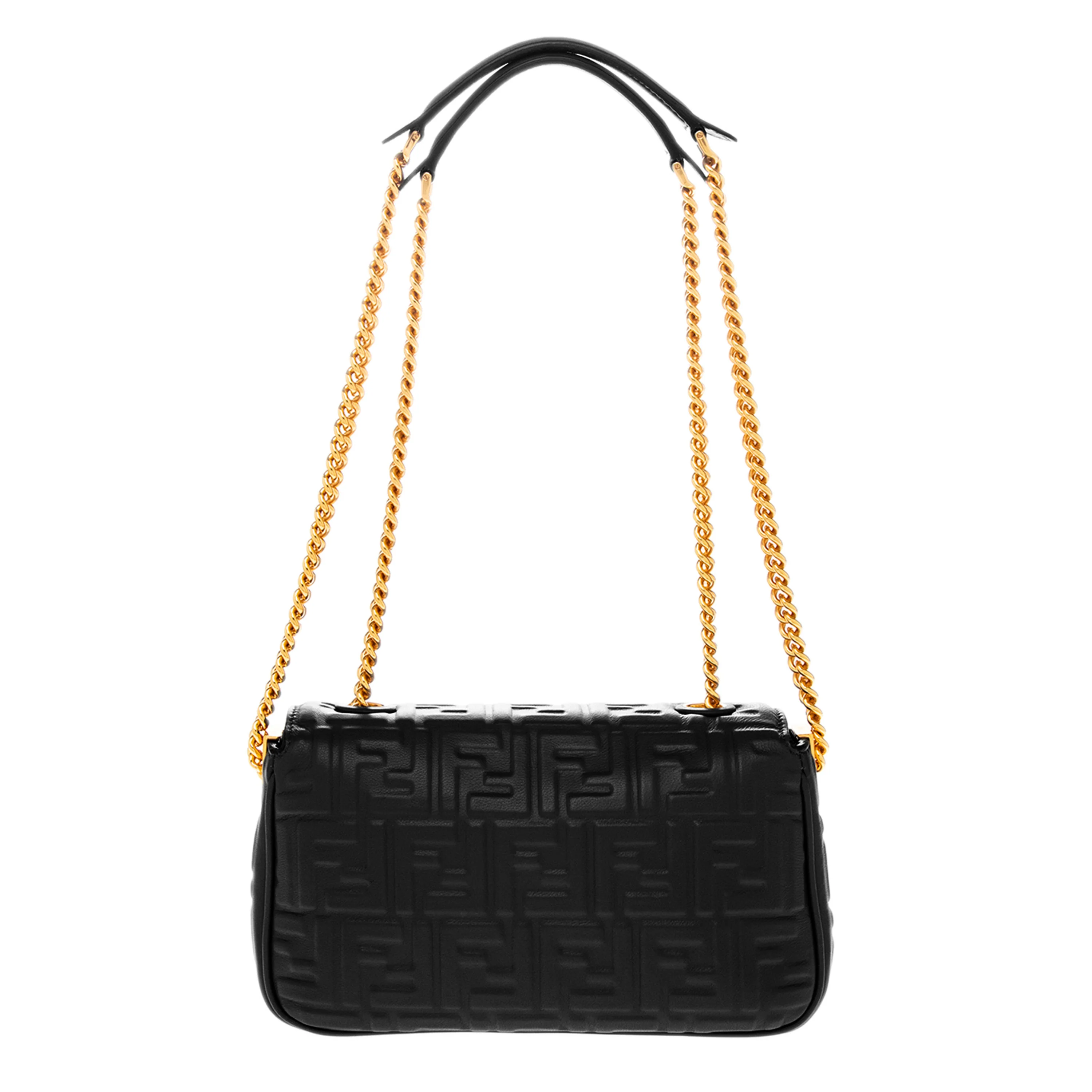 Black Nappa Midi Baguette Chain Bag - Image 3