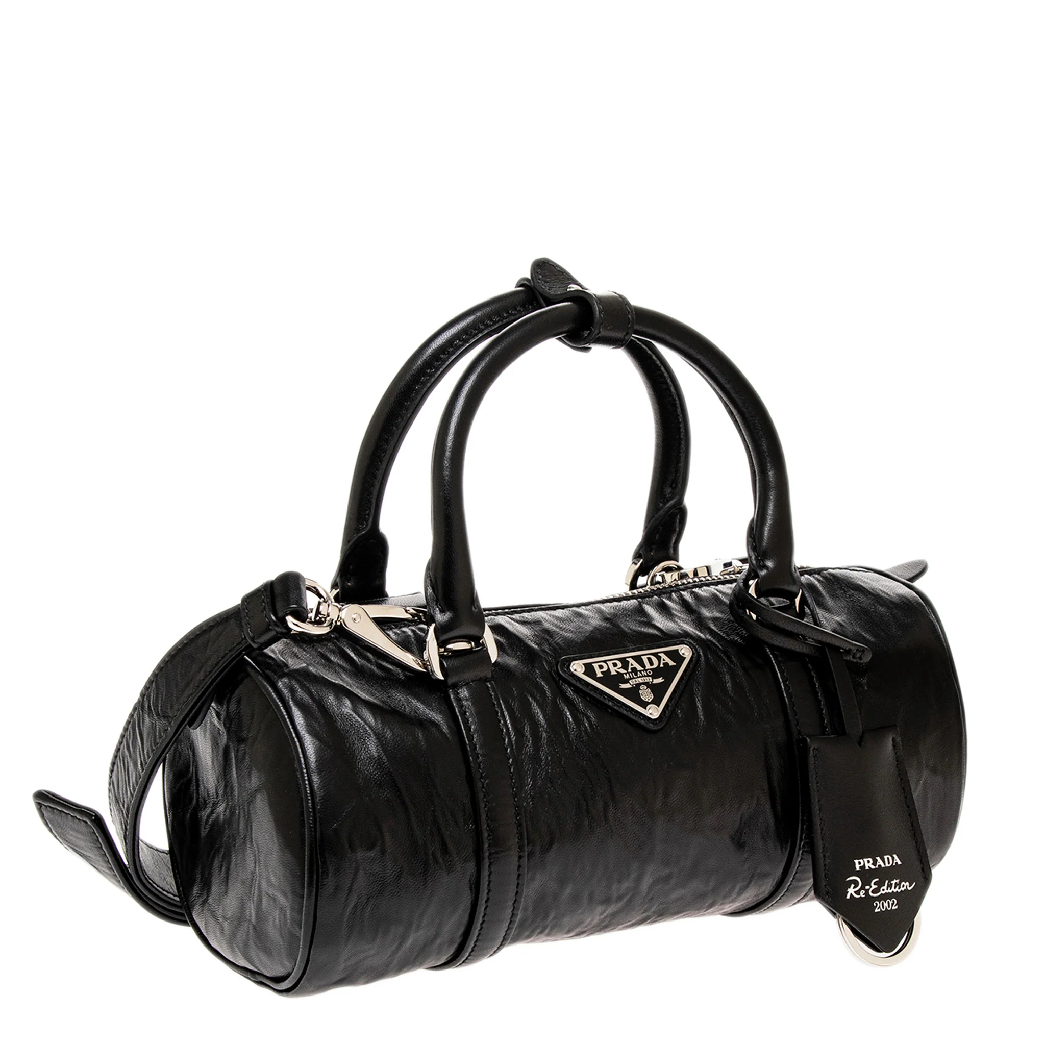 Black Antique Nappa Leather Bowling Bag - Image 2