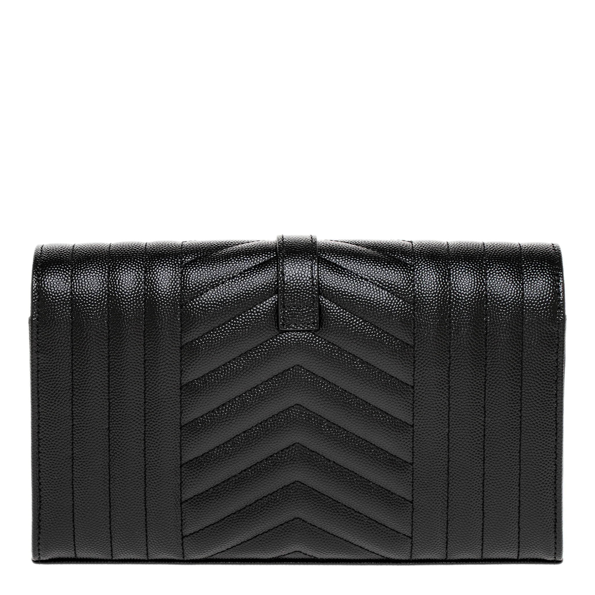 Black Grain De Poudre Envelope Chain Wallet - Image 2
