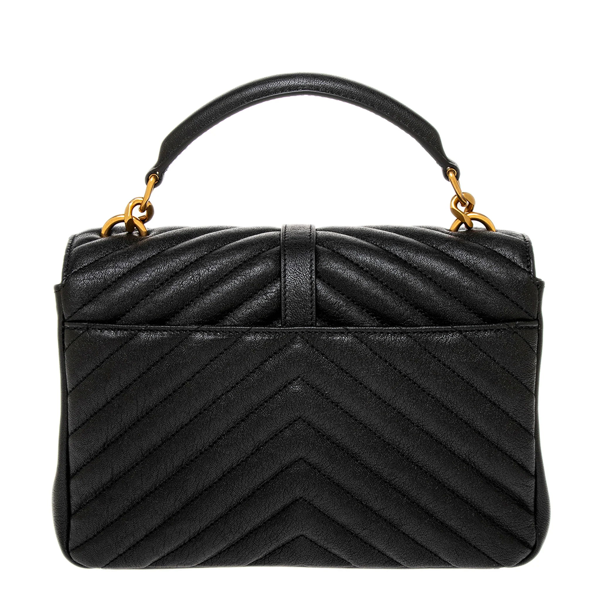 Black Quilted Leather Medium College Chain Bag - Image 3