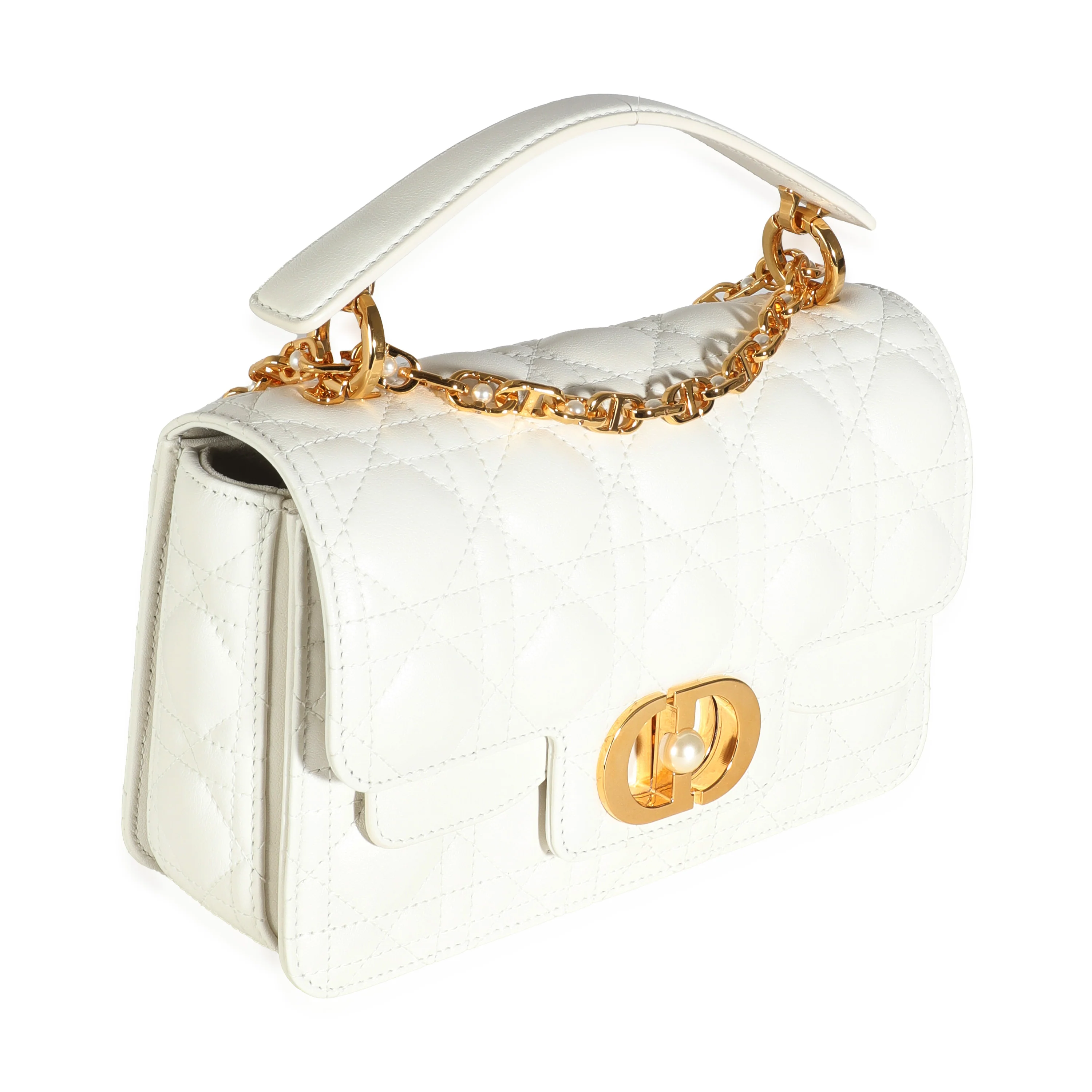 Latte Lambskin Cannage Small Jolie Top Handle Bag - Image 3