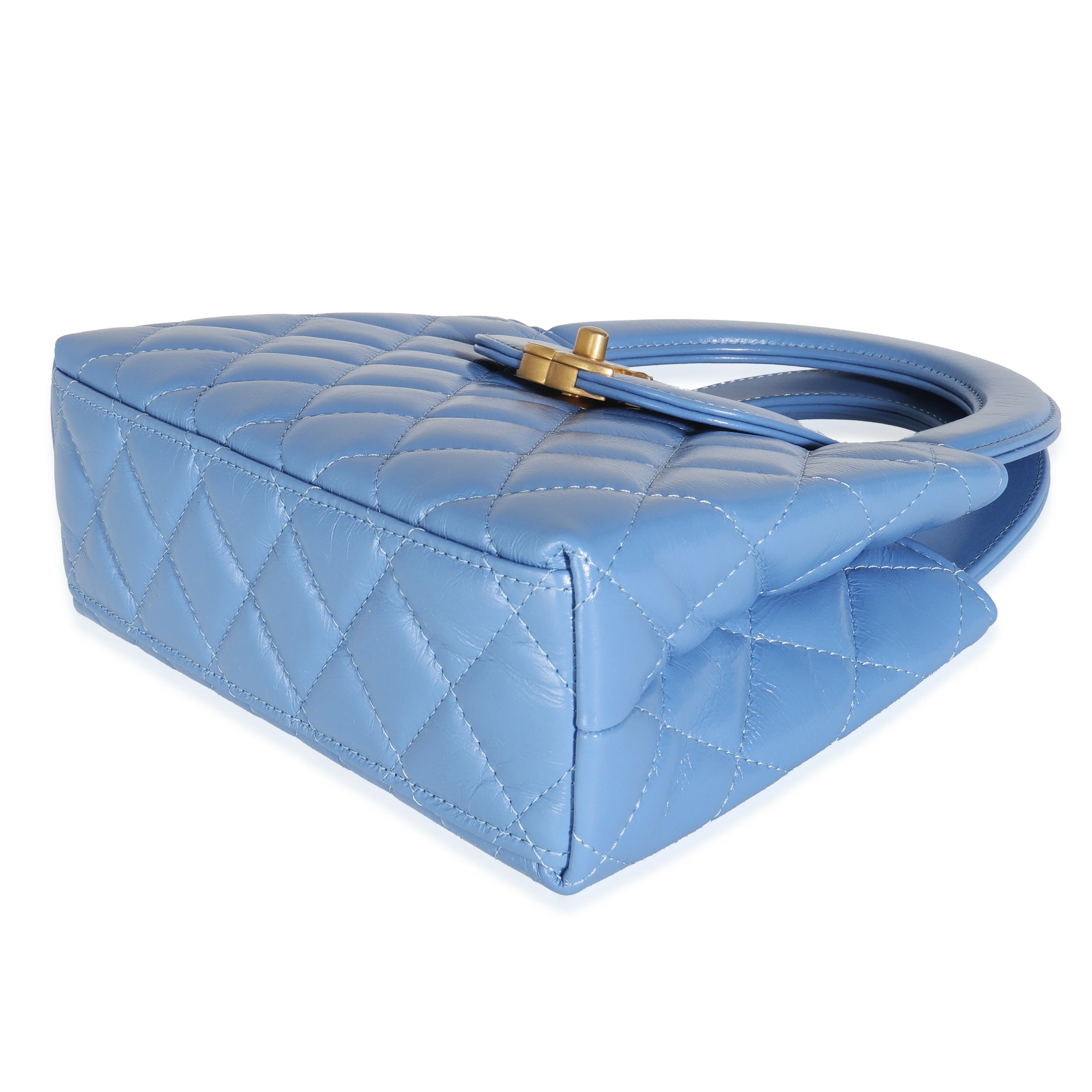 25C Navy Shiny Quilted Aged Calfskin Nano Kelly - Image 7