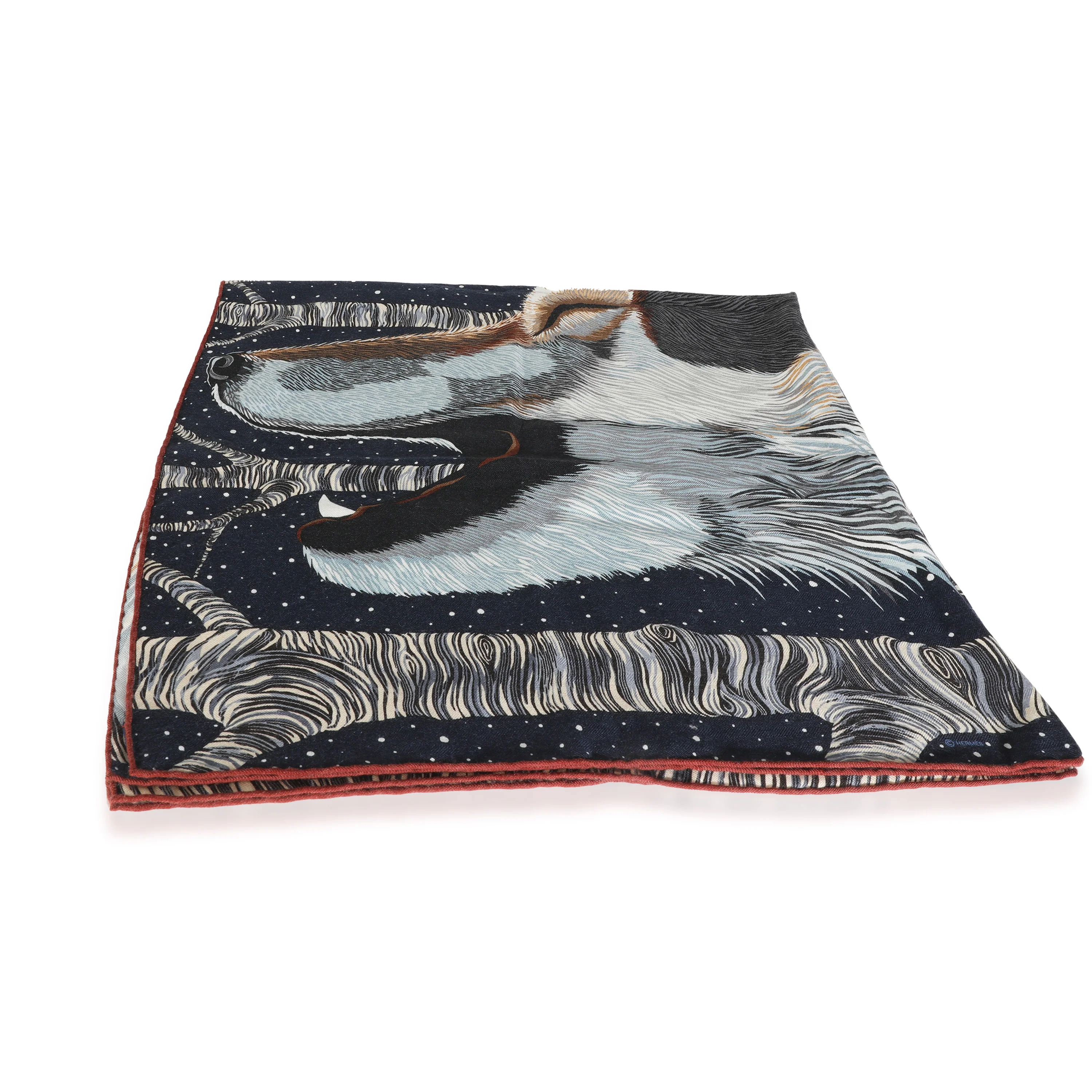 Marine Anthracite Gris Cashmere Silk Awooooo Scarf 100 - Image 3