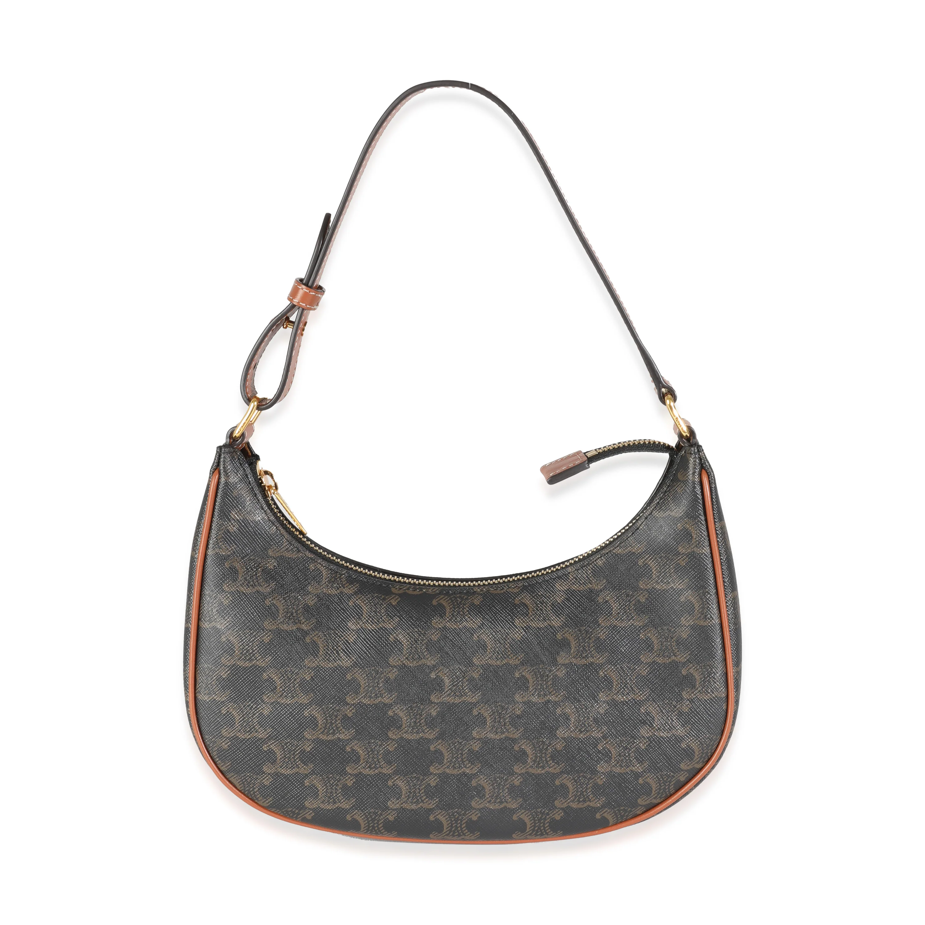 Tan Calfskin Triomphe Canvas Ava Shoulder Bag