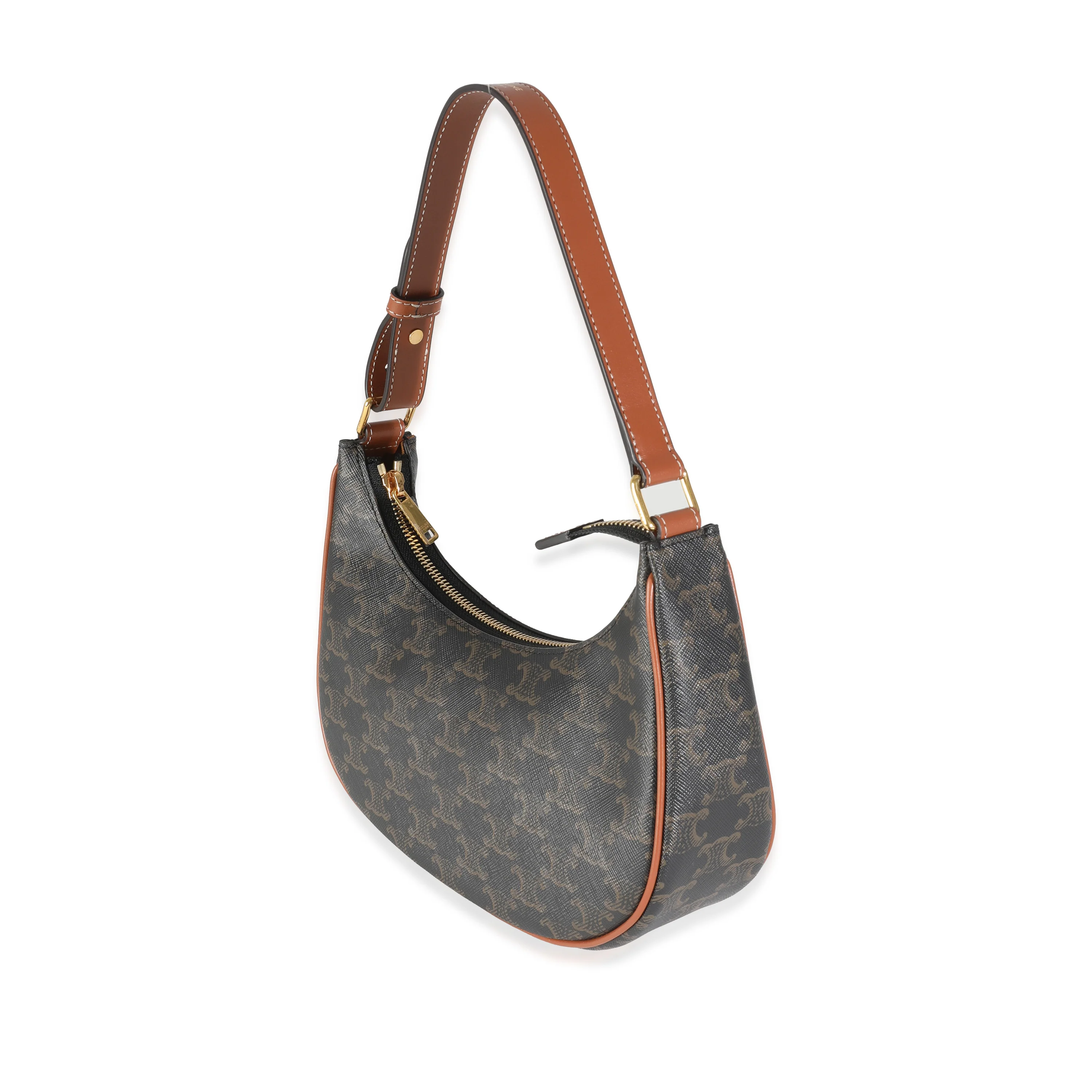 Tan Calfskin Triomphe Canvas Ava Shoulder Bag - Image 2