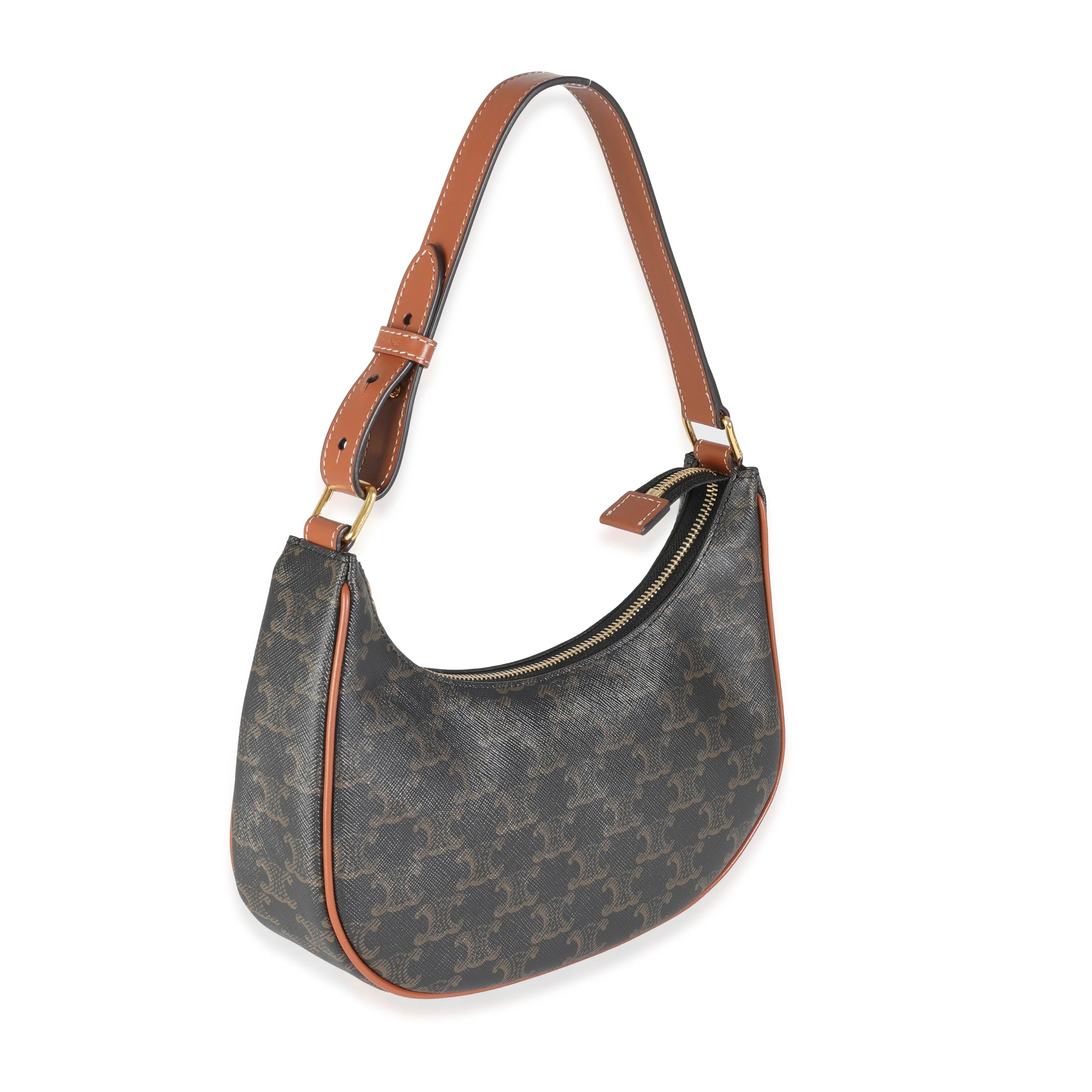 Tan Calfskin Triomphe Canvas Ava Shoulder Bag - Image 3
