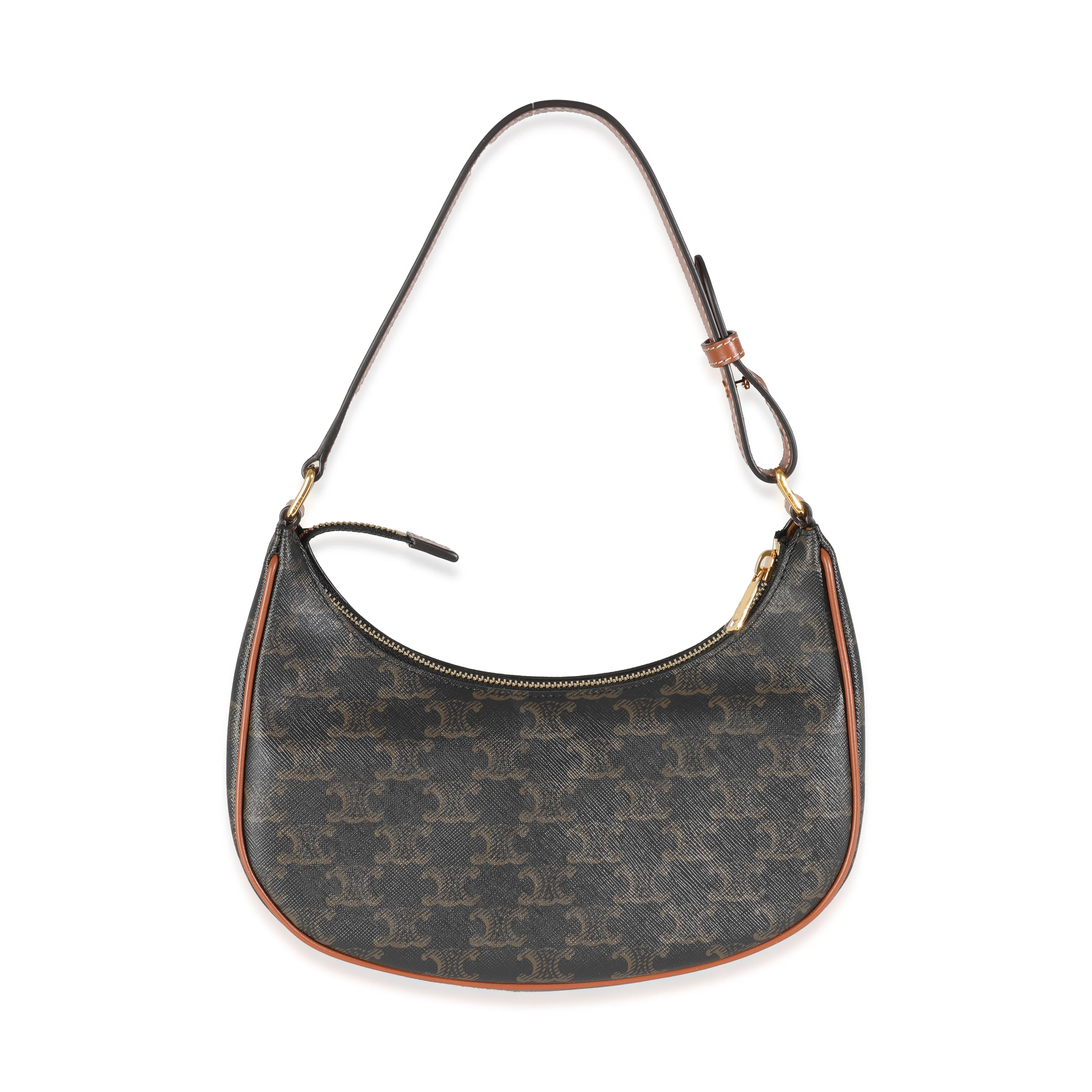Tan Calfskin Triomphe Canvas Ava Shoulder Bag - Image 4