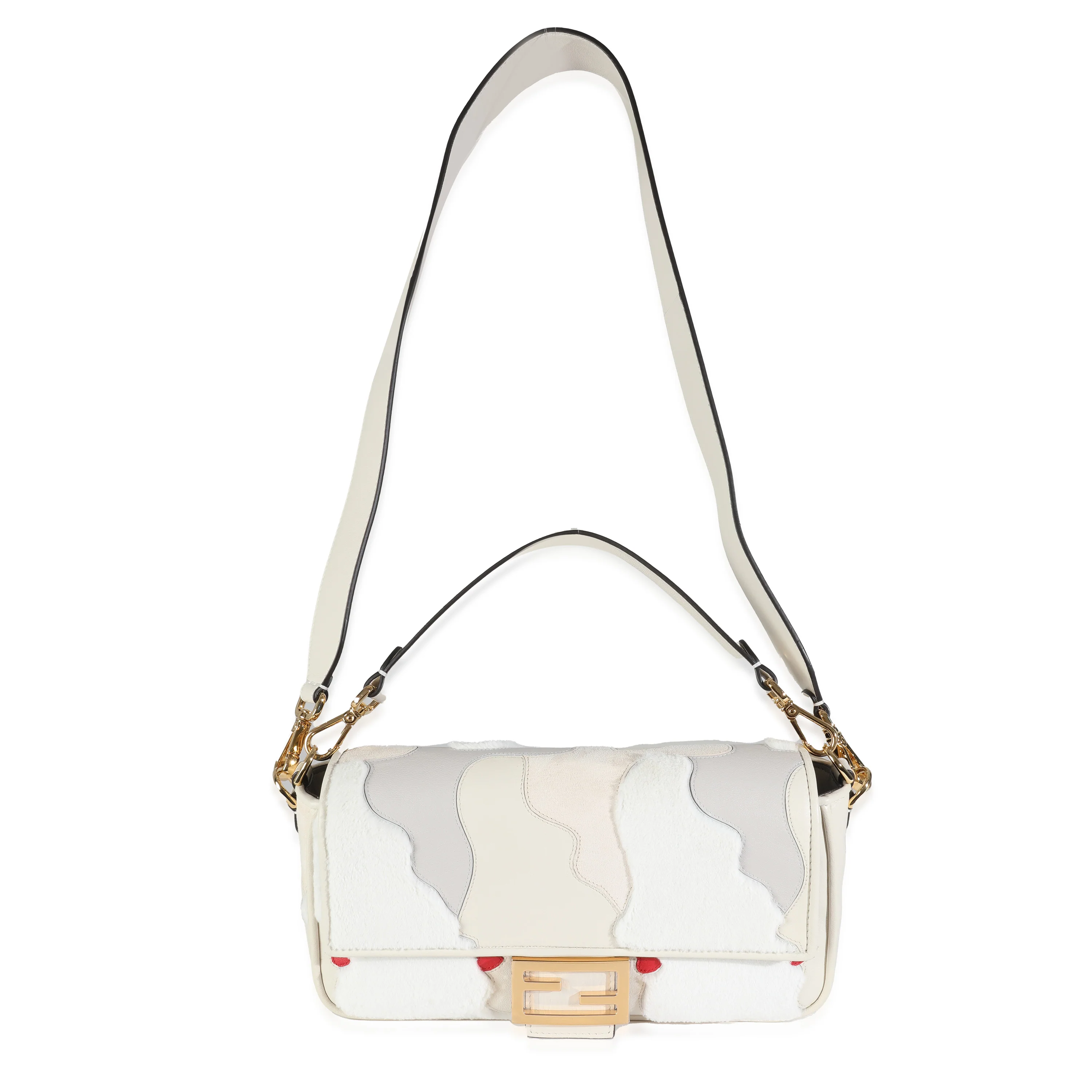 Multicolor Bianco Carta Mink Fur Nappa Faces Baguette - Image 5
