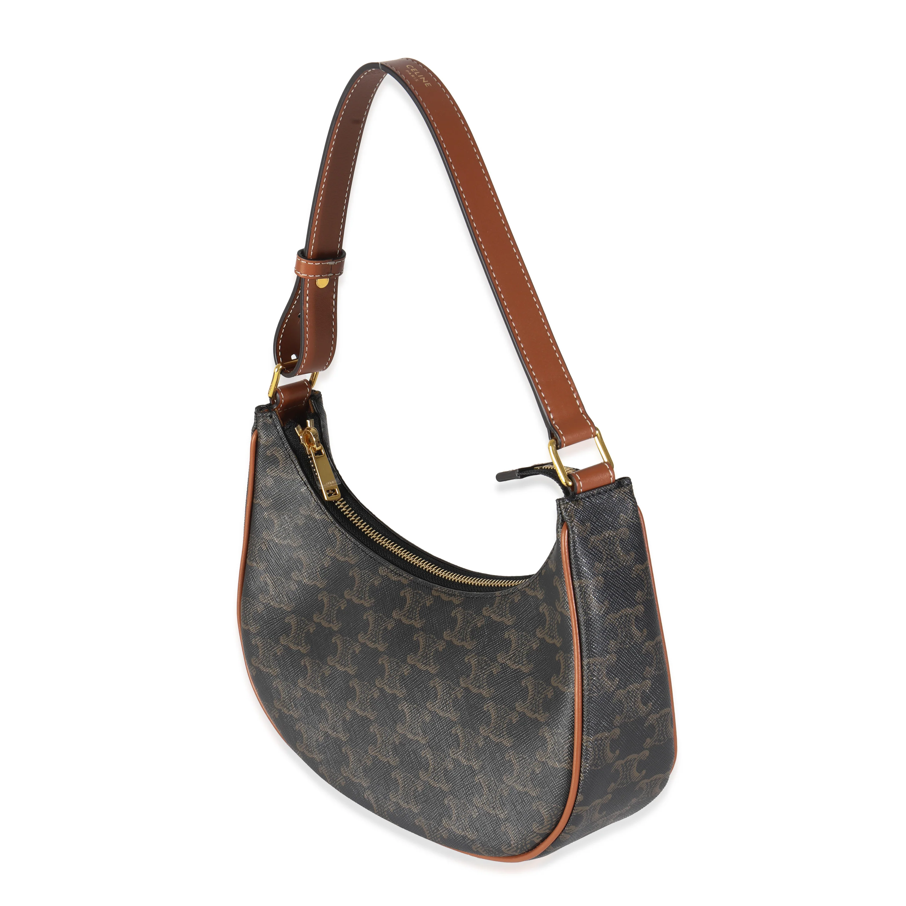 Tan Calfskin Triomphe Canvas Ava Shoulder Bag - Image 2