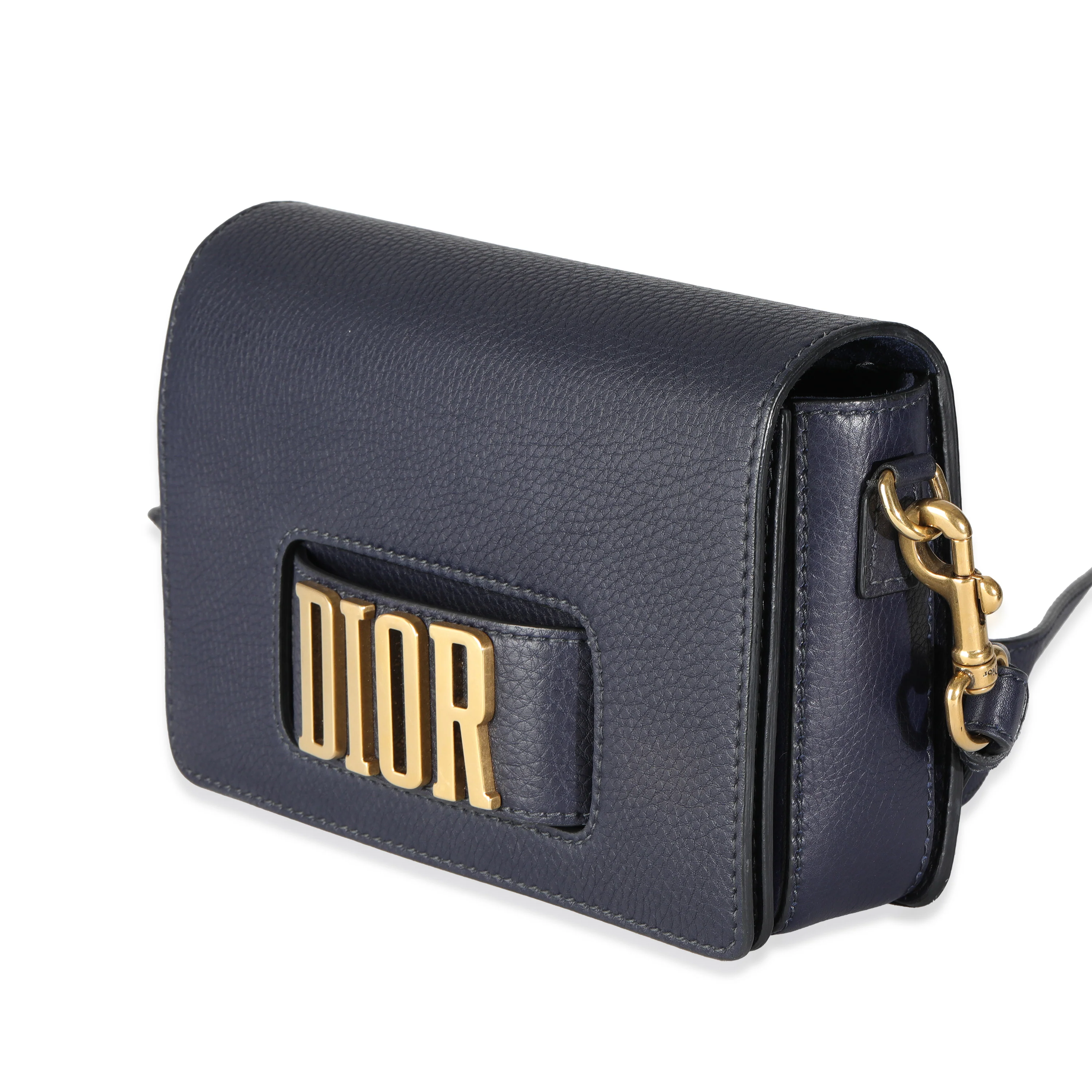 Navy Blue Grained Calfskin Medium Dio(r)evolution Flap Bag - Image 2