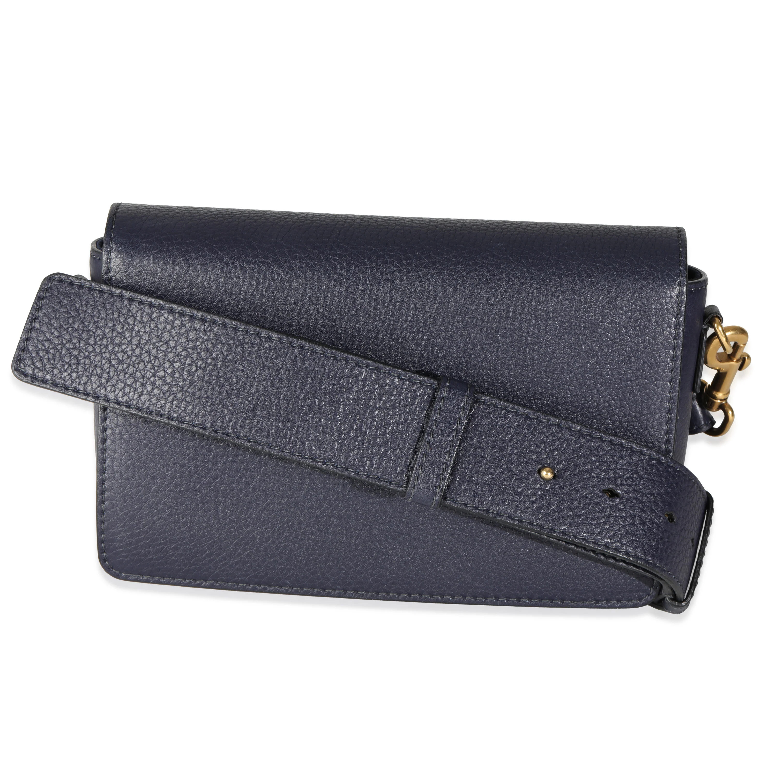 Navy Blue Grained Calfskin Medium Dio(r)evolution Flap Bag - Image 4