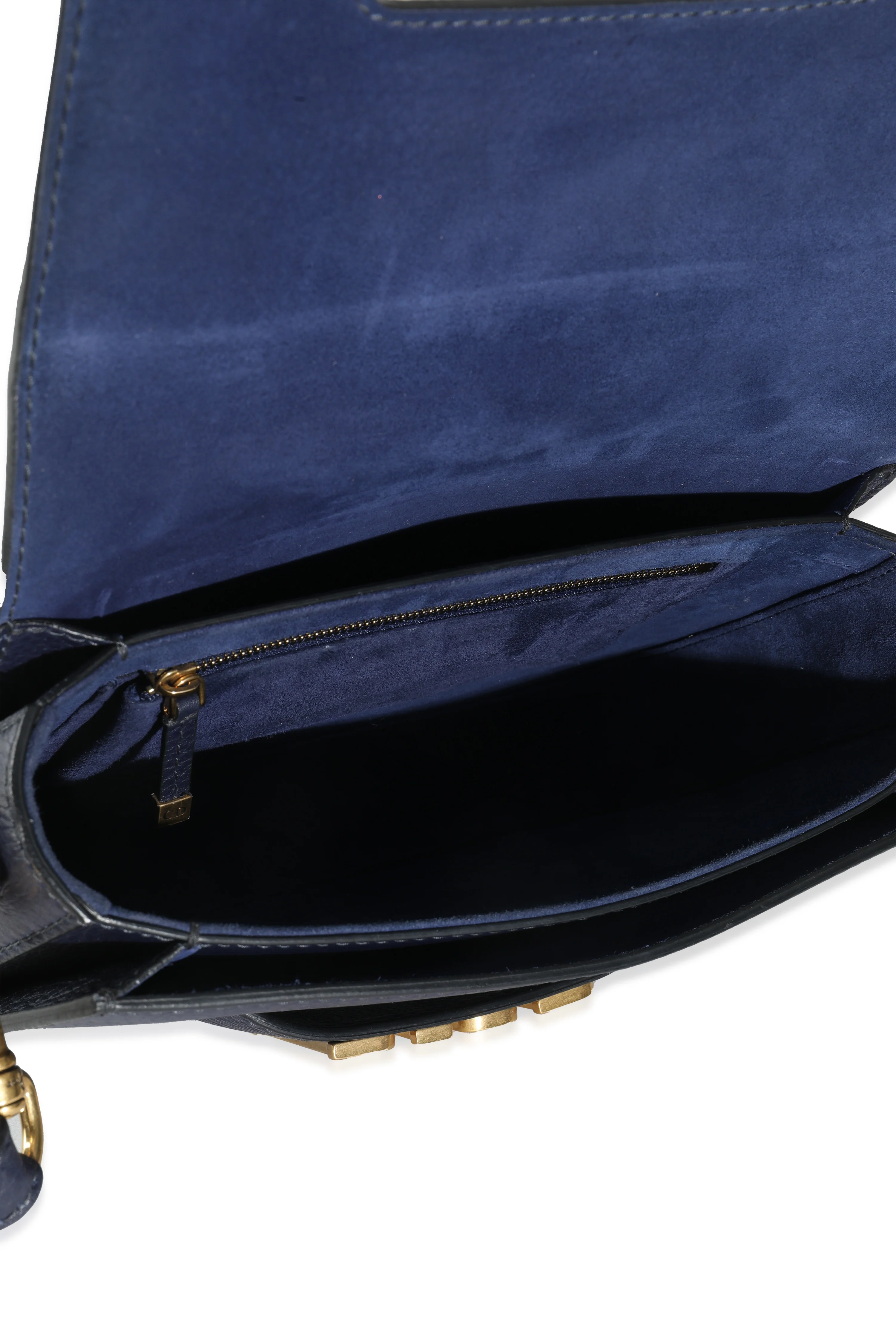 Navy Blue Grained Calfskin Medium Dio(r)evolution Flap Bag - Image 9