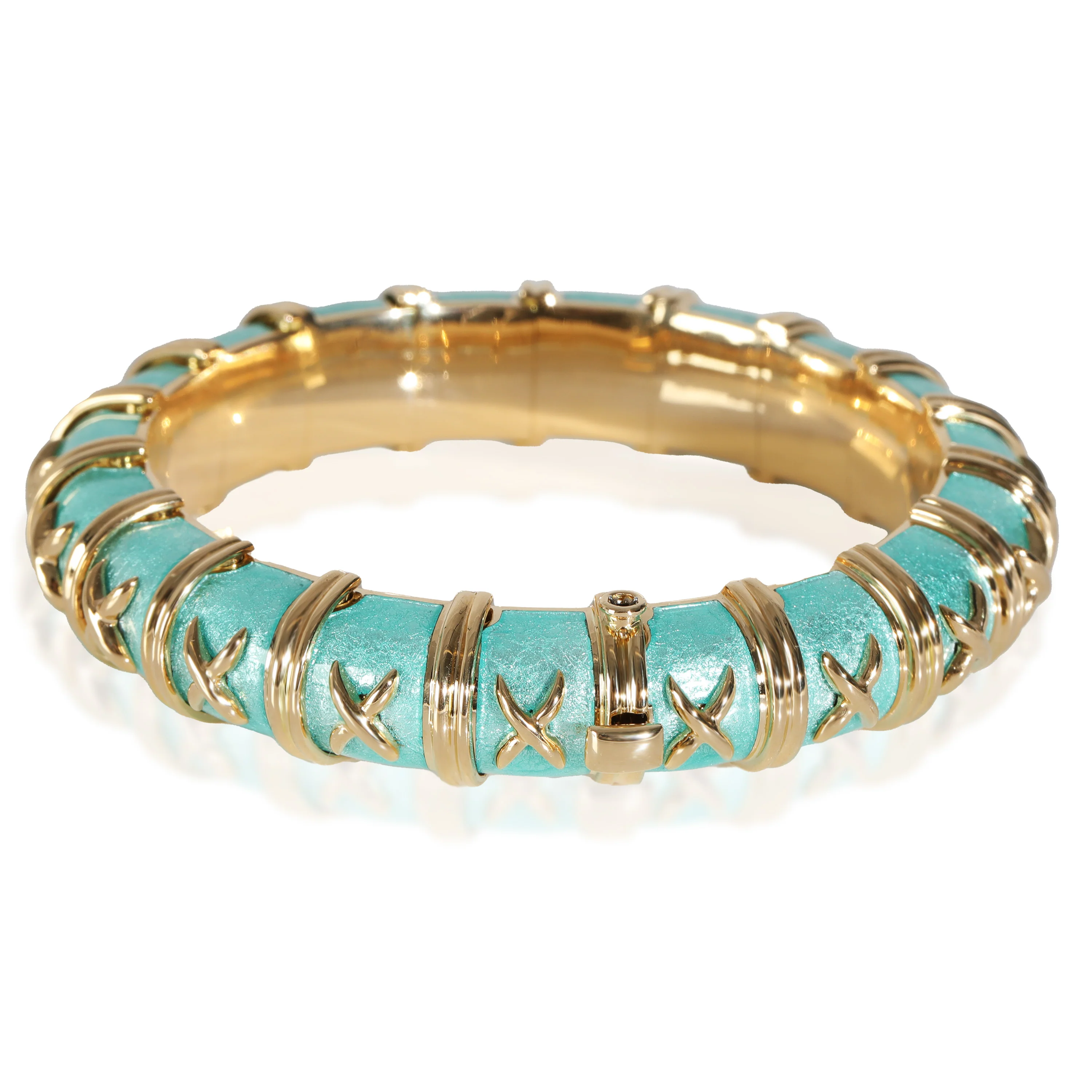 Schlumberger Croisillon Bracelet With Azure Blue Enamel, 18K Gold - Image 2