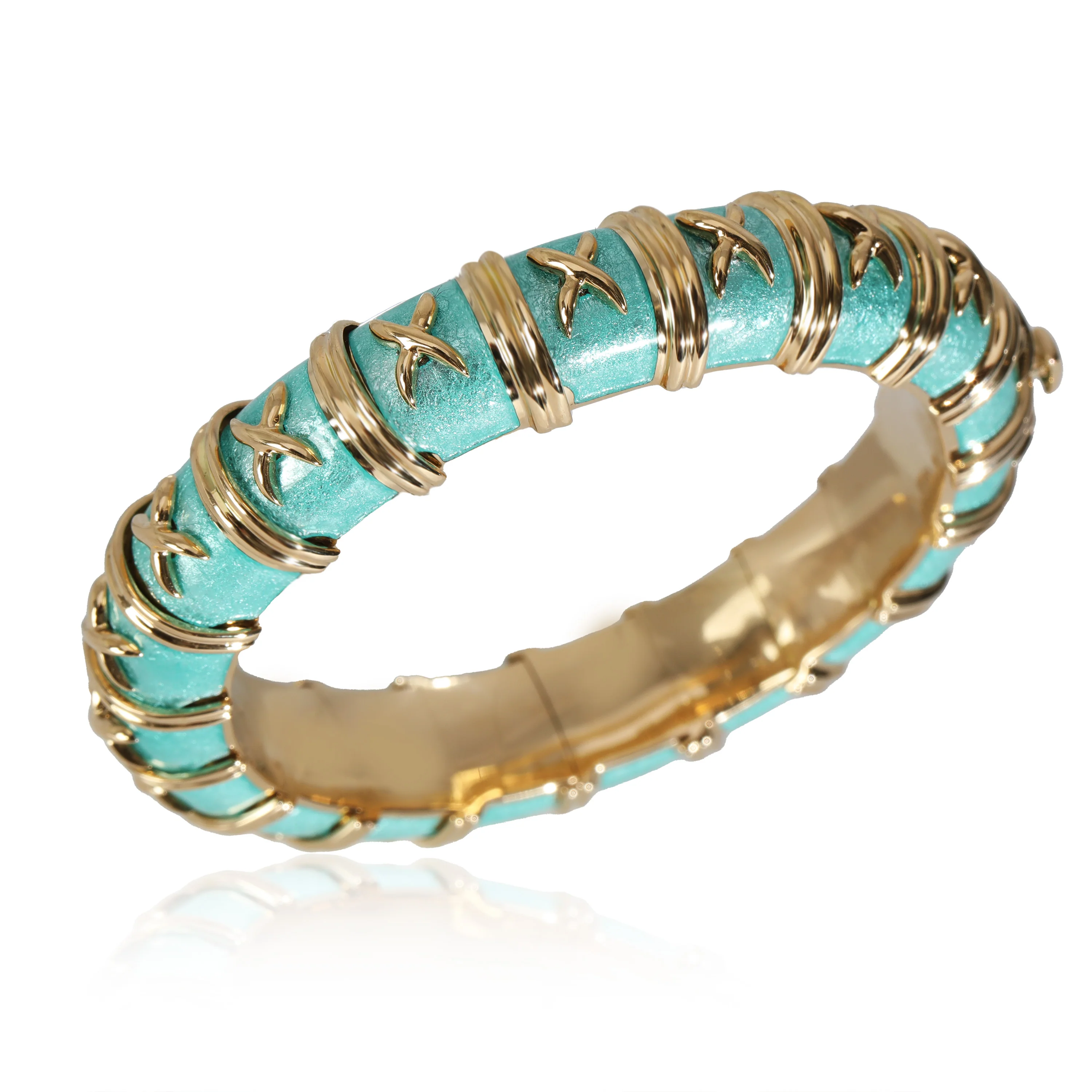 Schlumberger Croisillon Bracelet With Azure Blue Enamel, 18K Gold - Image 4