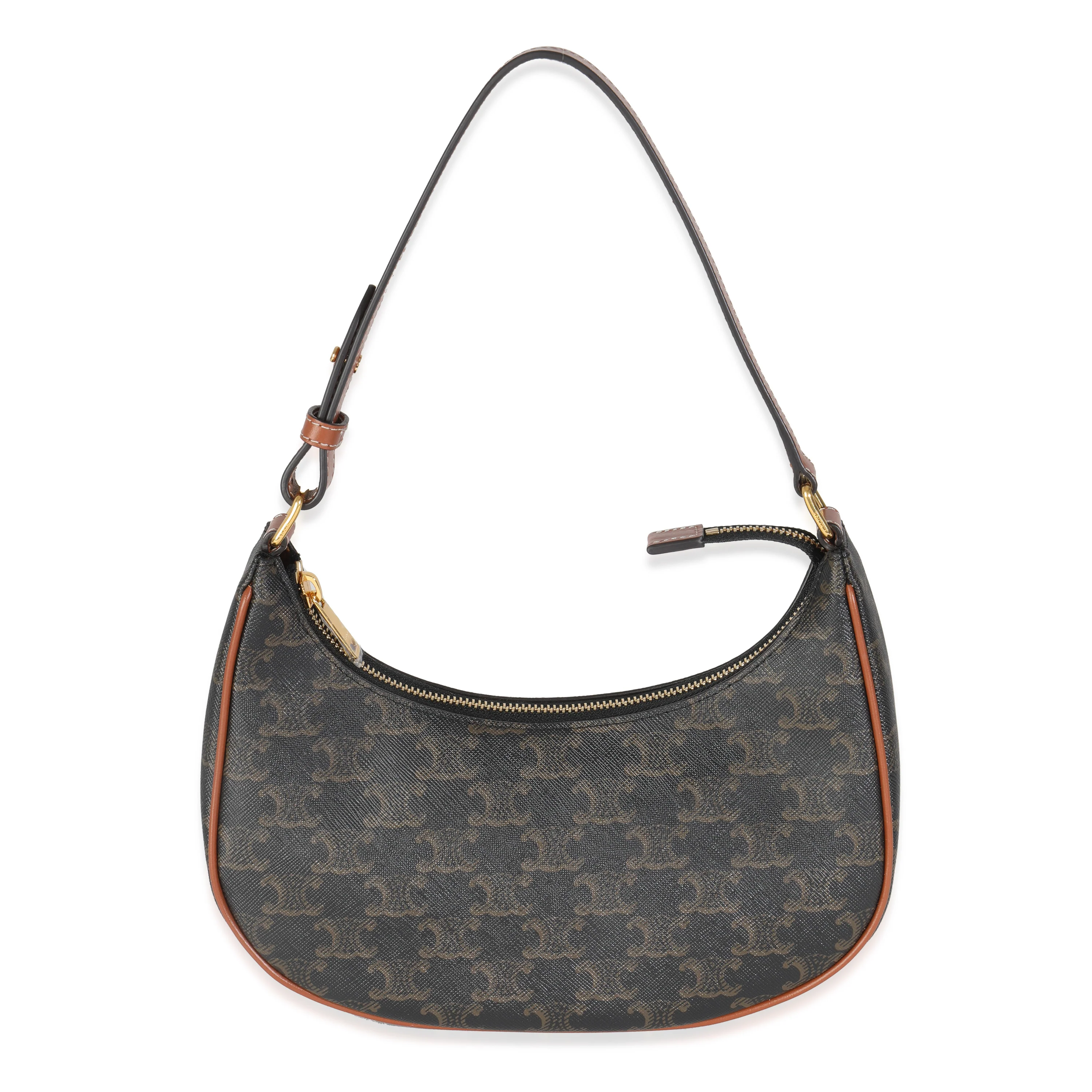 Tan Calfskin Triomphe Canvas Ava Shoulder Bag