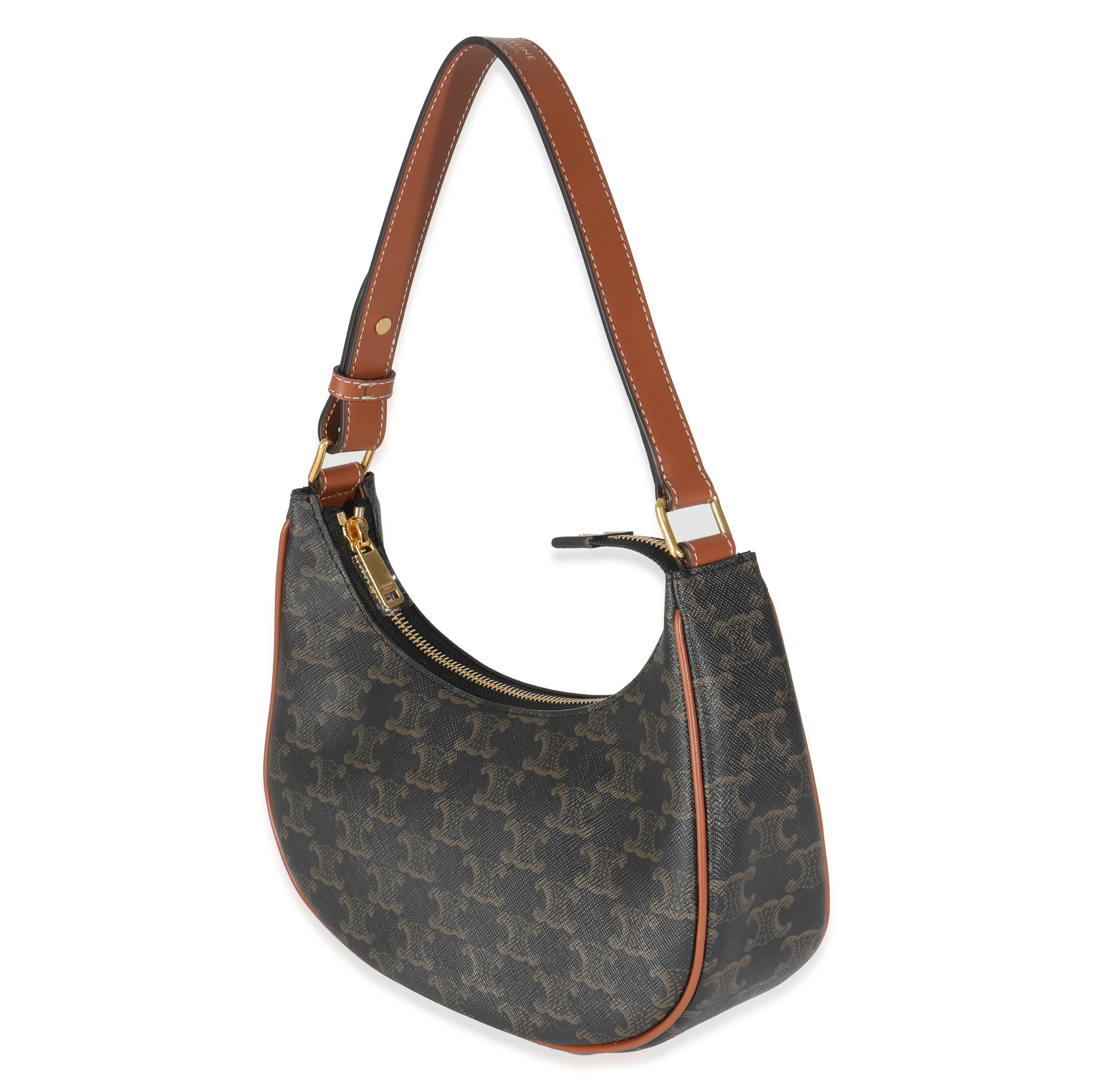 Tan Calfskin Triomphe Canvas Ava Shoulder Bag - Image 2
