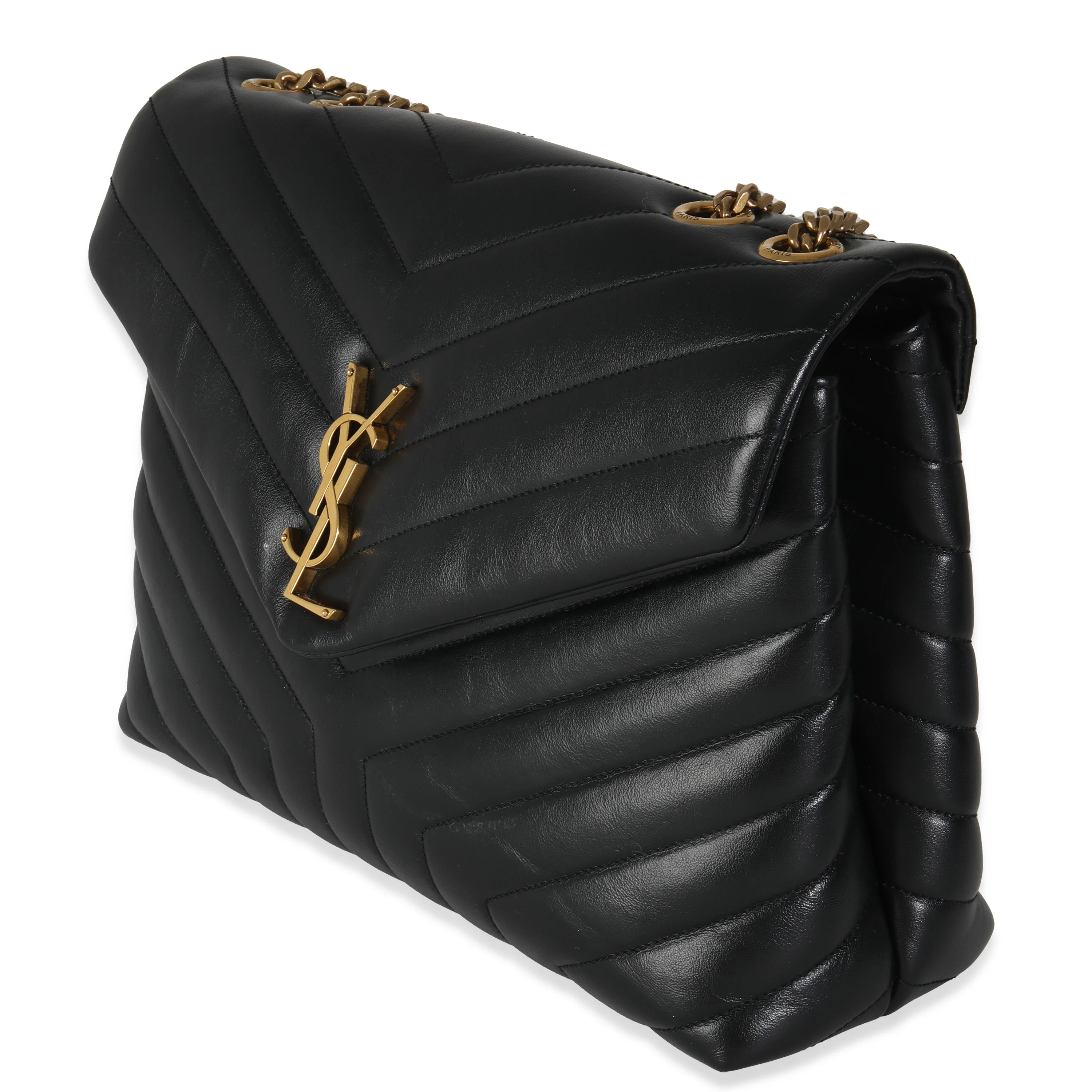 Black Y Quilted Calfskin Monogram Medium Loulou Chain - Image 2