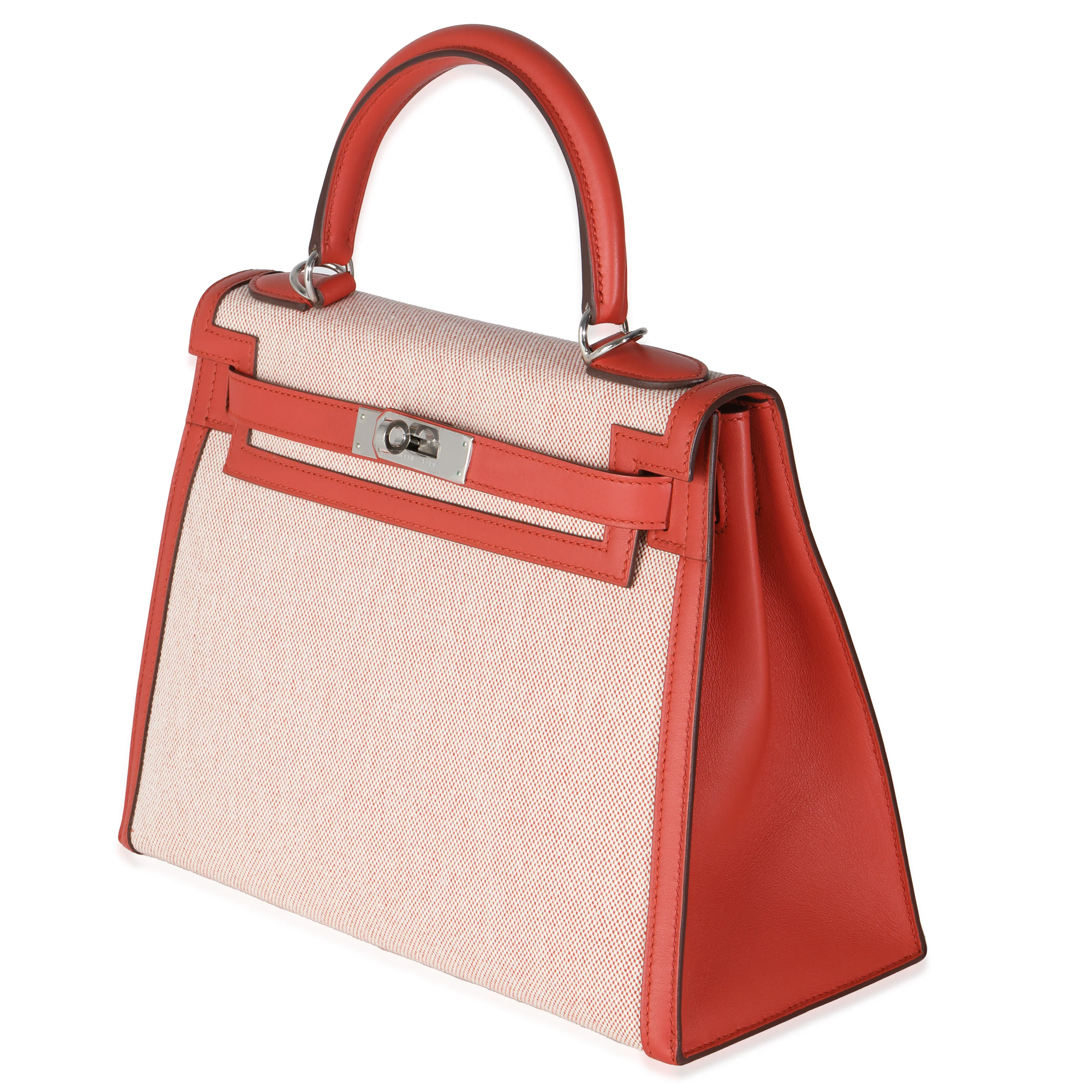 Ecru Brique Terre Battue Toile Quadrille Swift Sellier Kelly 28 PHW - Image 2