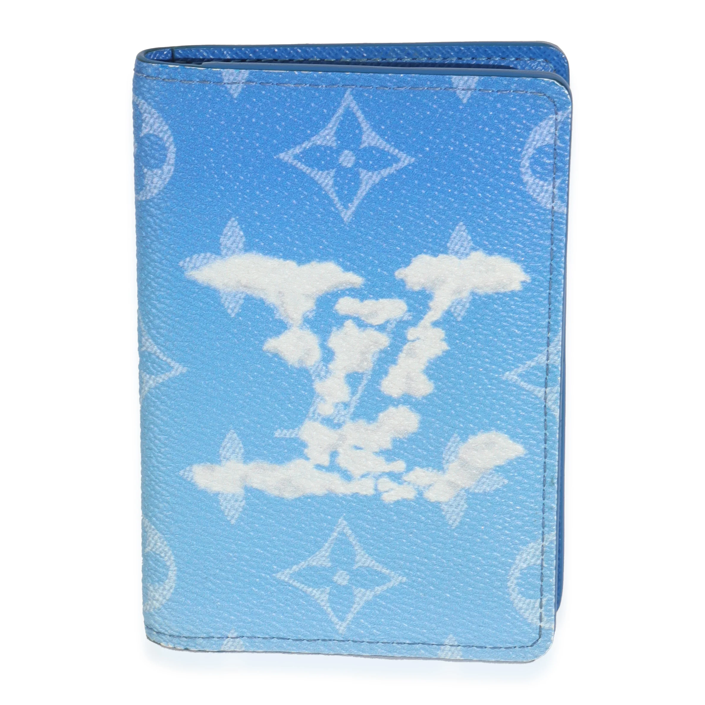 Blue Monogram Clouds Canvas Pocket Organizer
