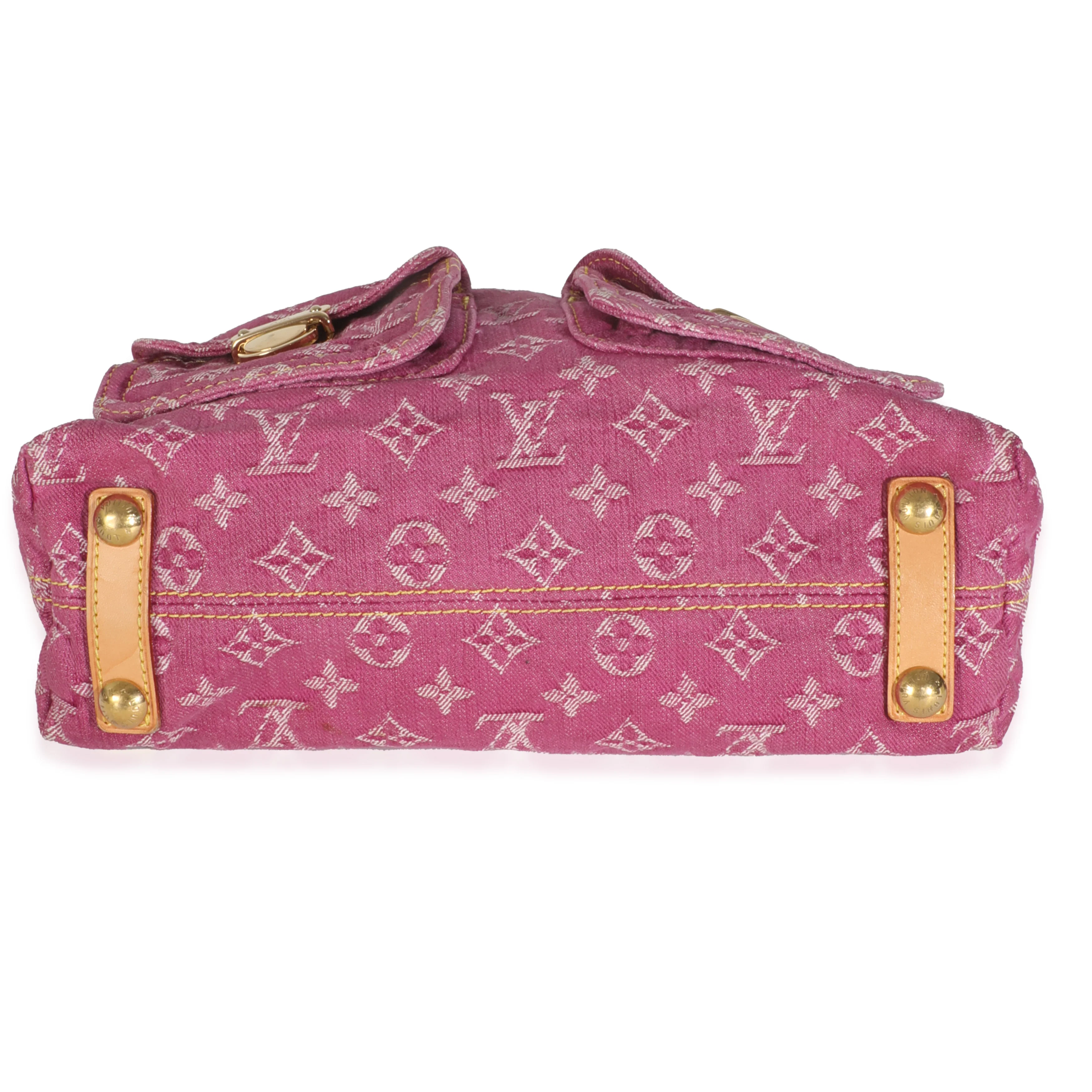 Pink Monogram Denim Pleaty Bag - Image 4